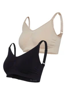 Carriwell 2-pack Gravid- Och Amningsbh Honey/Svart S/M