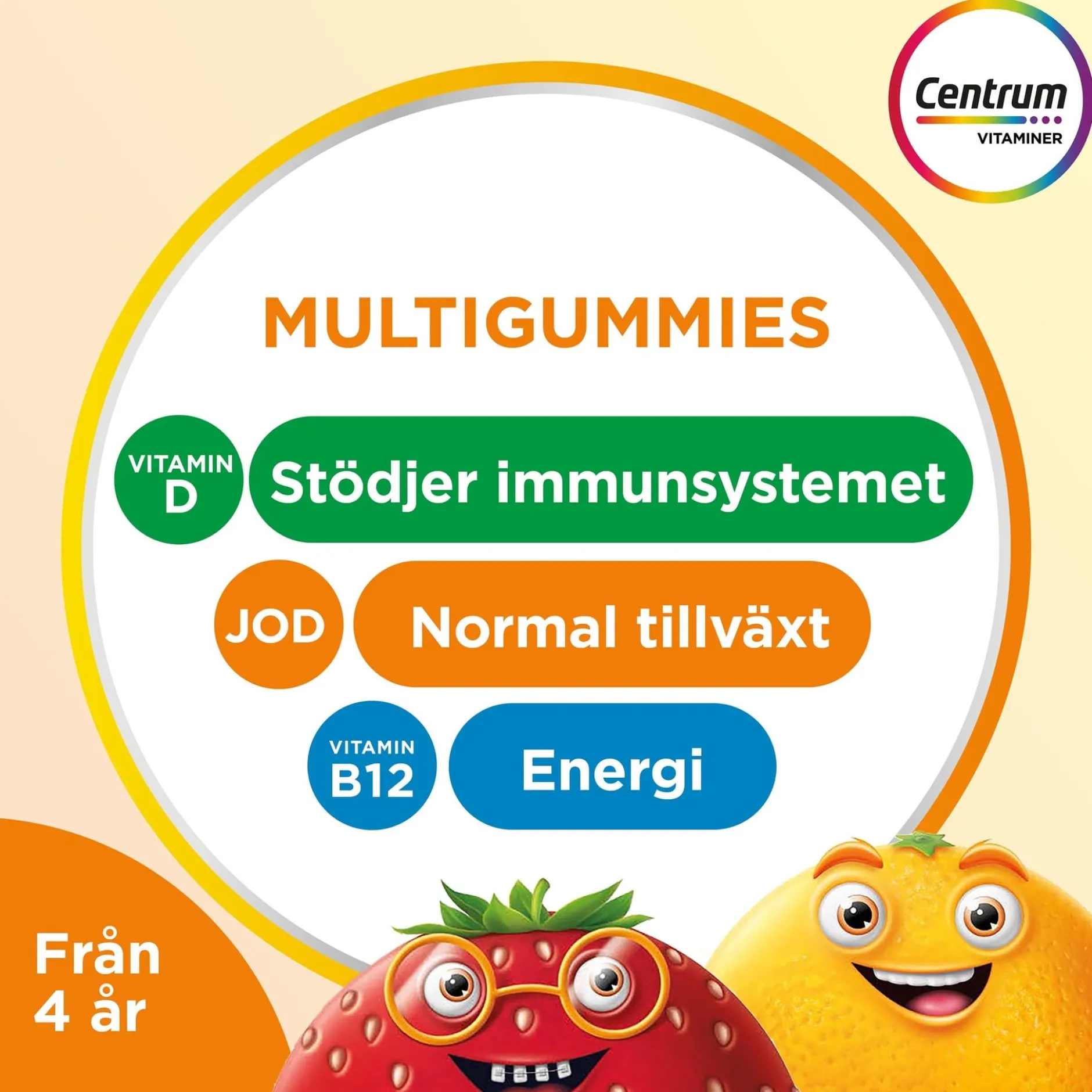 Centrum Barn Multivitamin Gummies Jordgubb & Apelsin 60 gummies