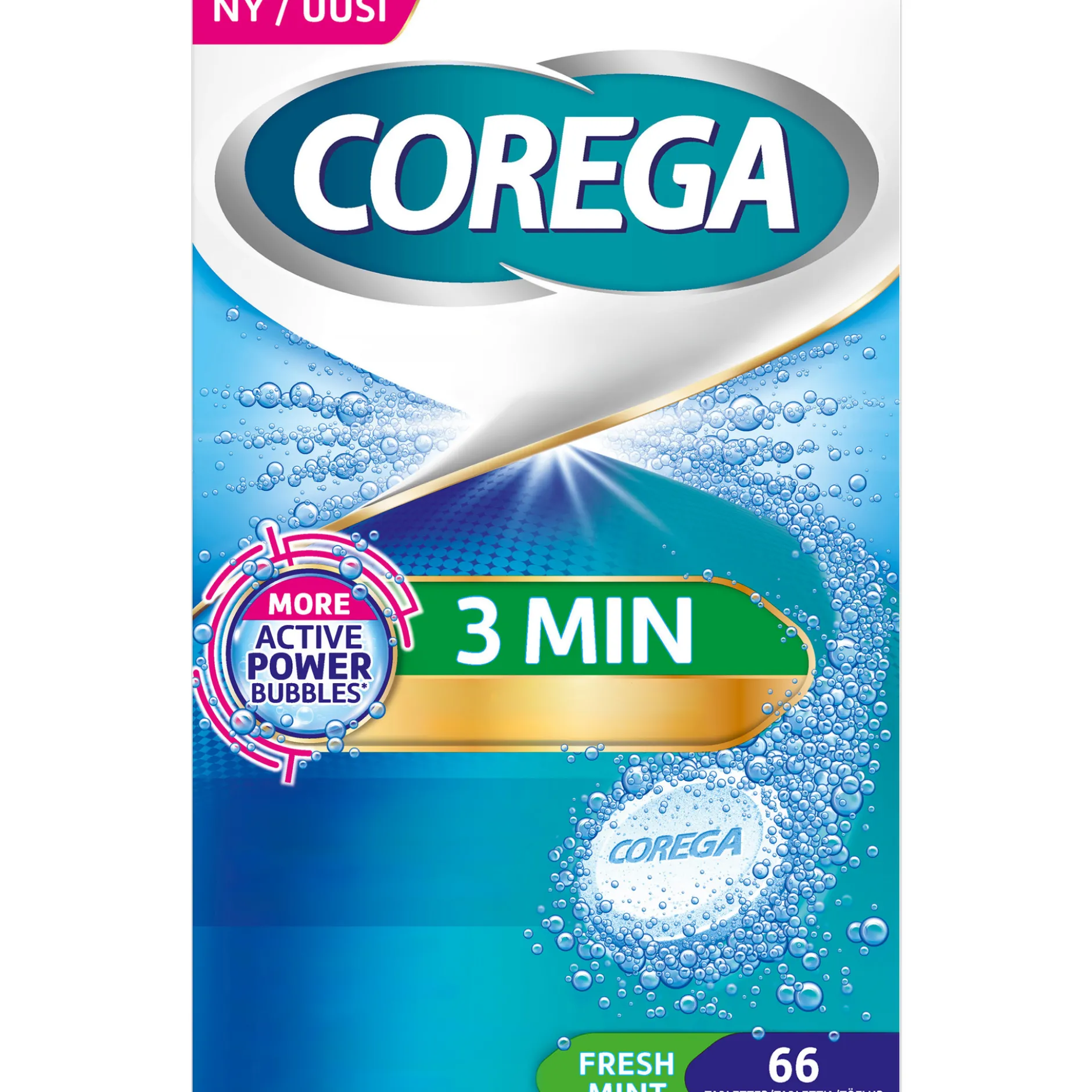 Corega 3 Minutes Protesrengöring 66 tabletter
