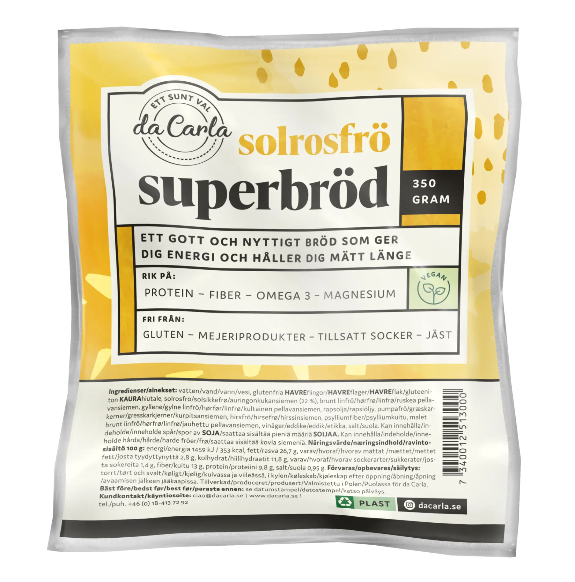 Da Carla Superbröd Solrosfrön 350g