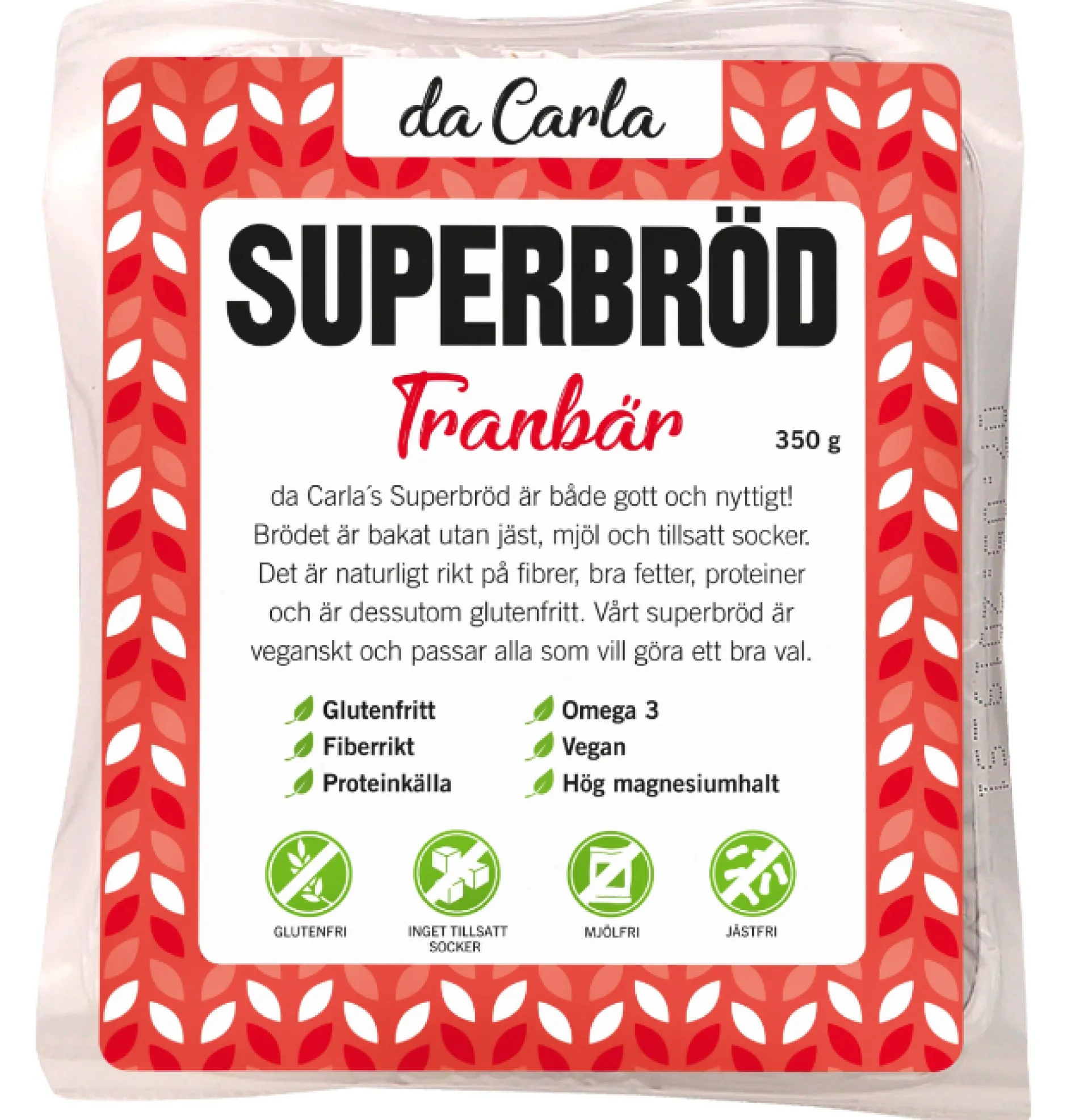 Da Carla Superbröd Tranbär 350g