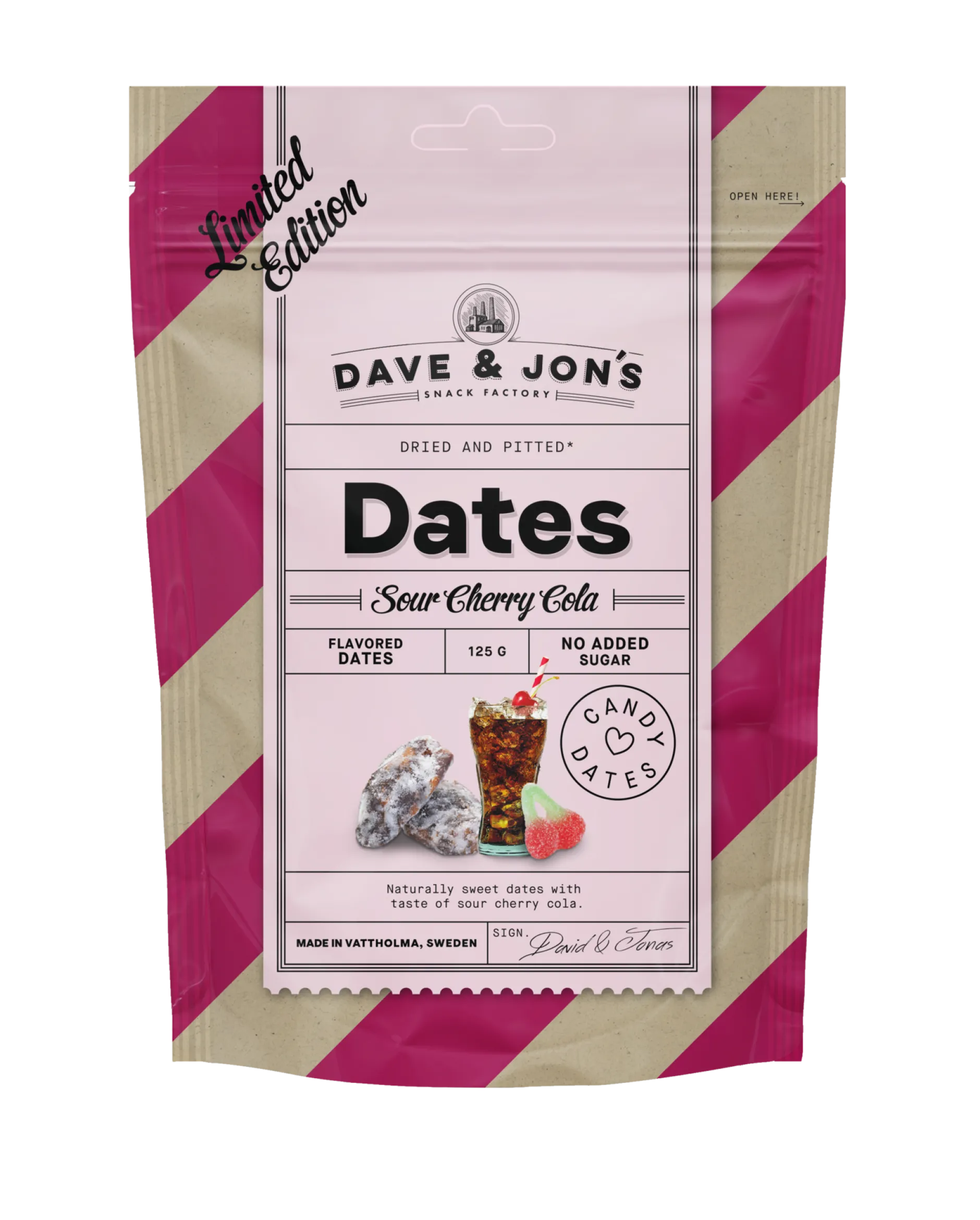 Dave & Jon´s Dadlar Sour Cherry Cola 125 g