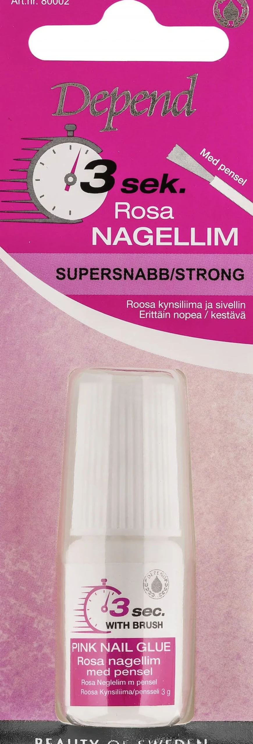 Depend 3 Sek. Rosa Nagellim med pensel