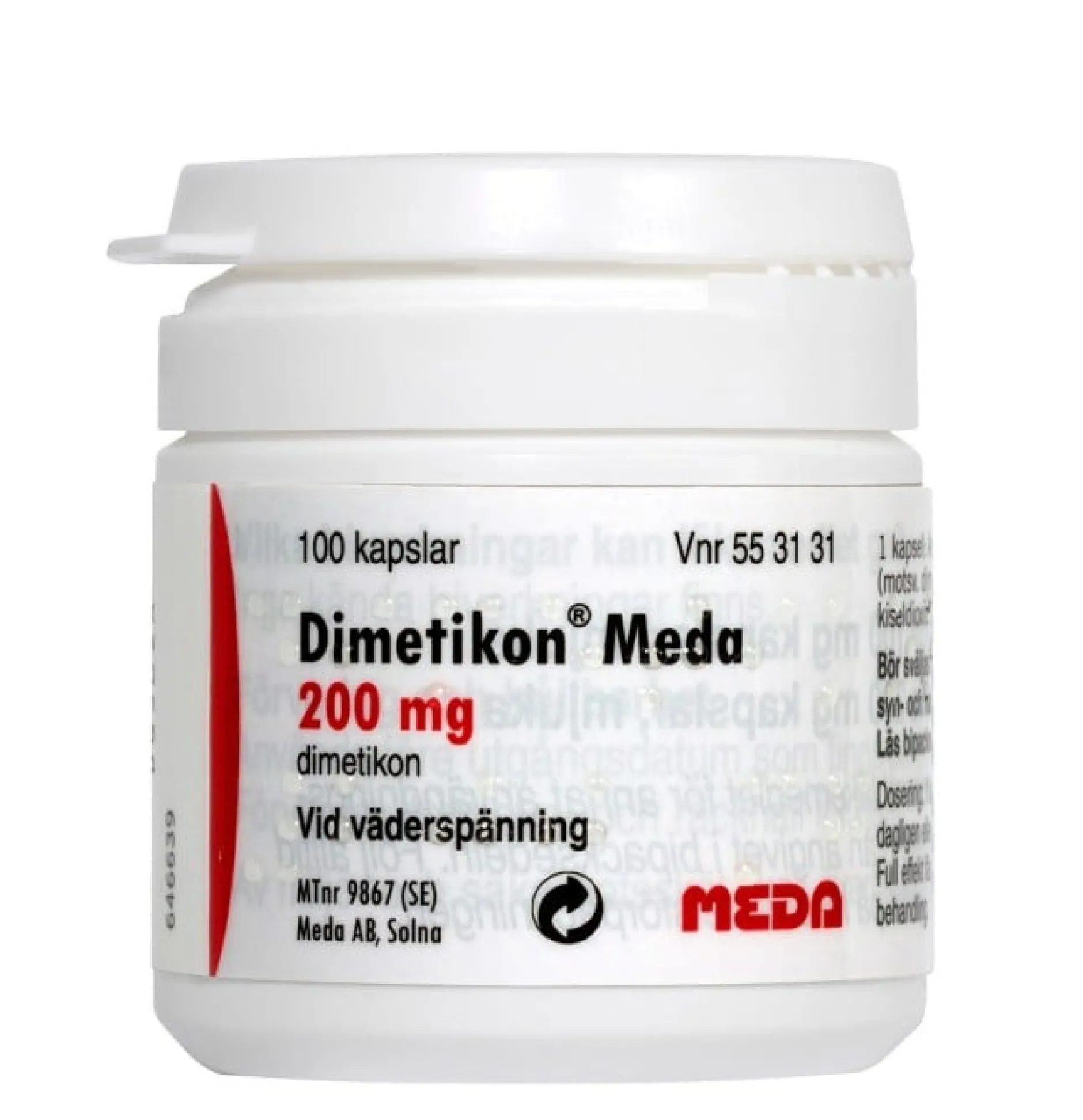 Dimetikon Meda, kapsel, mjuk 200 mg, 100 st