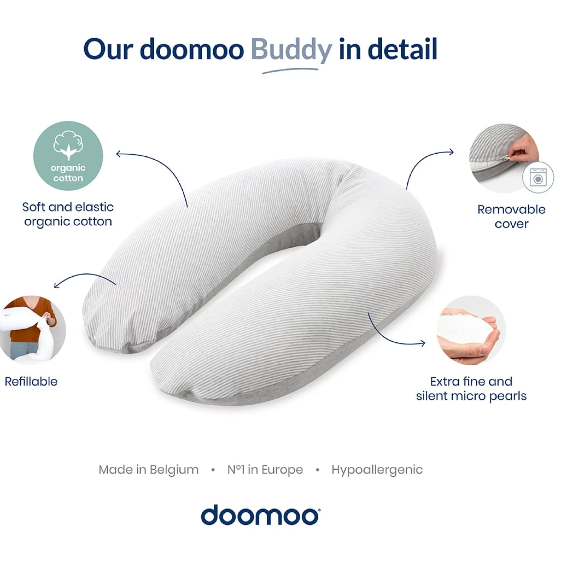 Doomoo Amnings- och Gravidkudde Blomster Gul