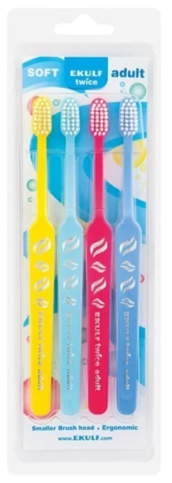 EKULF Twice Tandborste Adult 4-pack