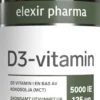 Elexir Pharma D3-Vitamin 5000IE 120 kapslar
