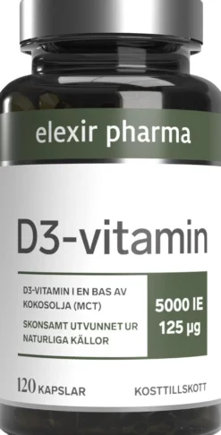Elexir Pharma D3-Vitamin 5000IE 120 kapslar