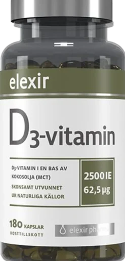 Elexir Pharma D3-vitamin 180 kapslar