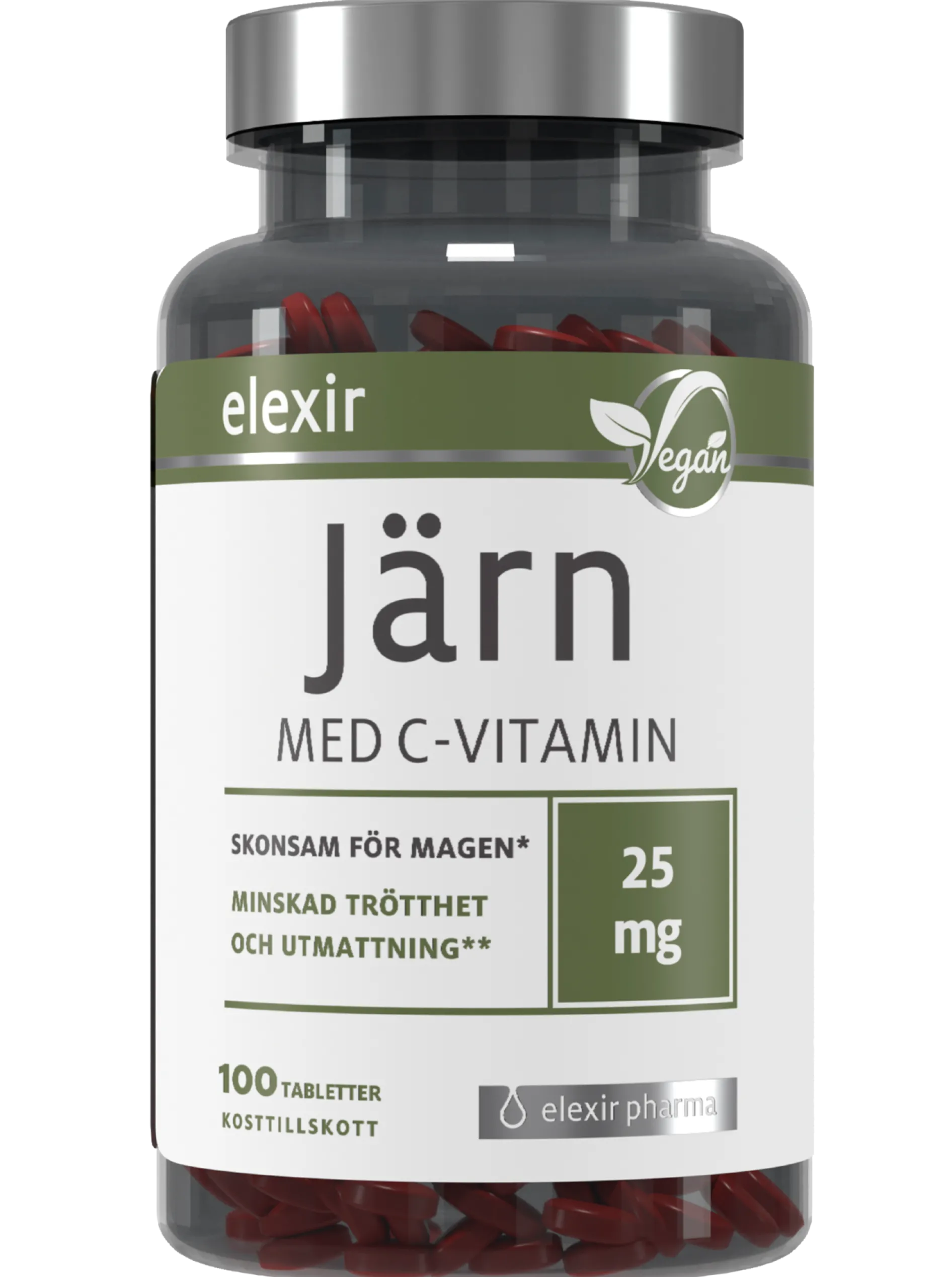 Elexir Pharma Järn Med C-vitamin Vegan 100 tabletter