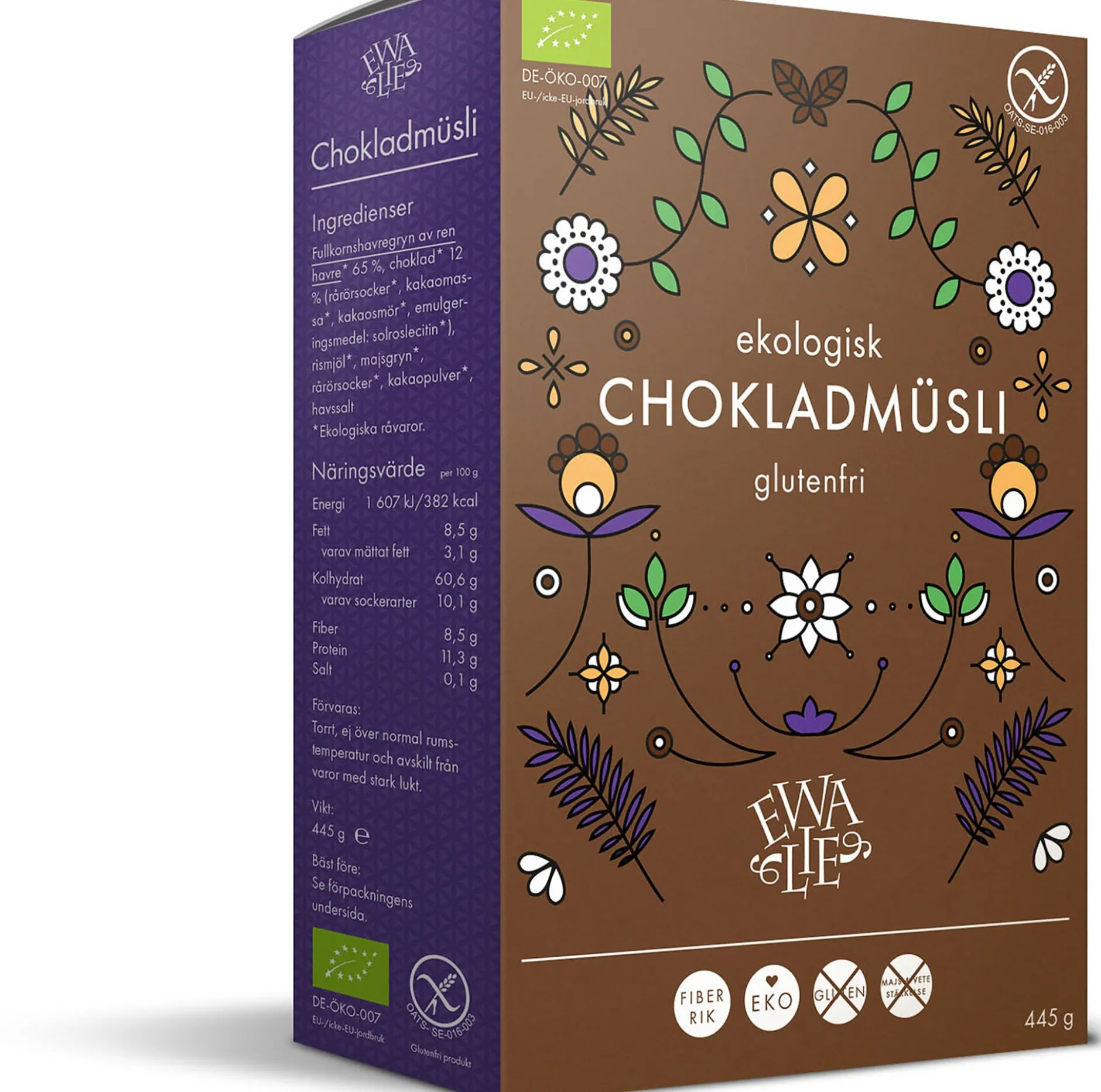 Ewalie Ekologisk och Glutenfri Chokladmüsli 445 g