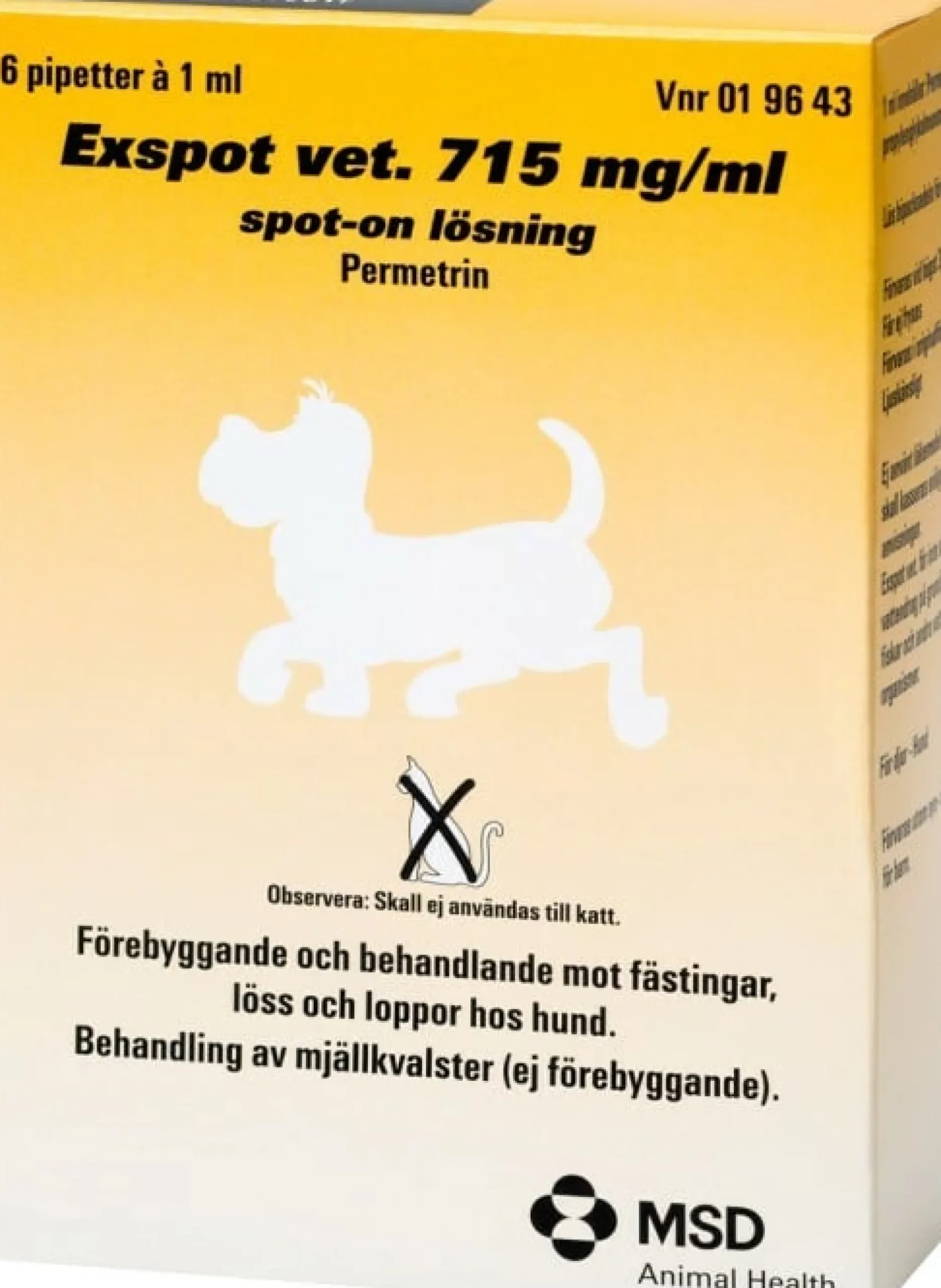 Exspot Vet. 715 mg/mlSpot-on lösning 6 x 1 ml