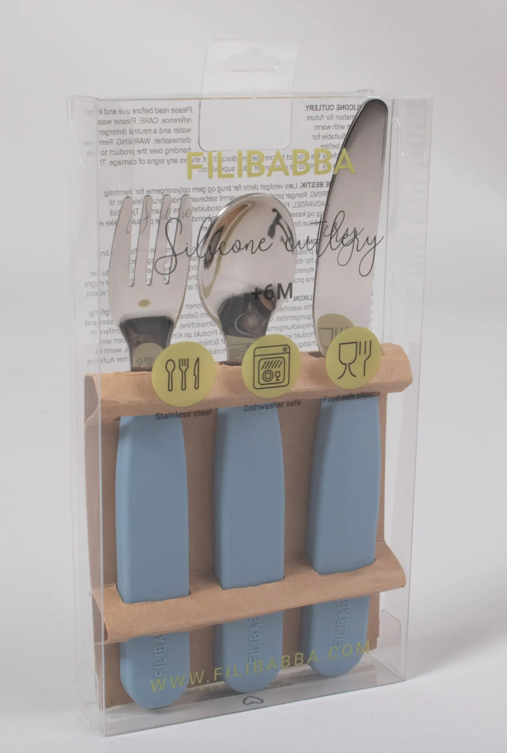Filibabba Silikonbestickset Puderblå