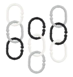 Fresh Kid Barnvagnsringar svart grå vit 18 pack