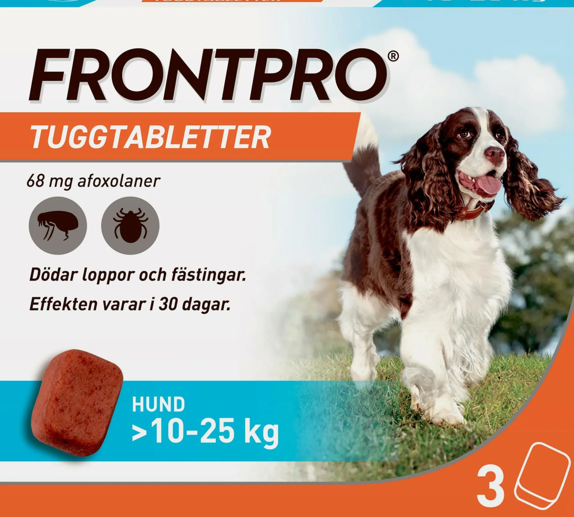FRONTPRO Hund L 10-25 kg 68 mg afoxolaner 3 tuggtabletter
