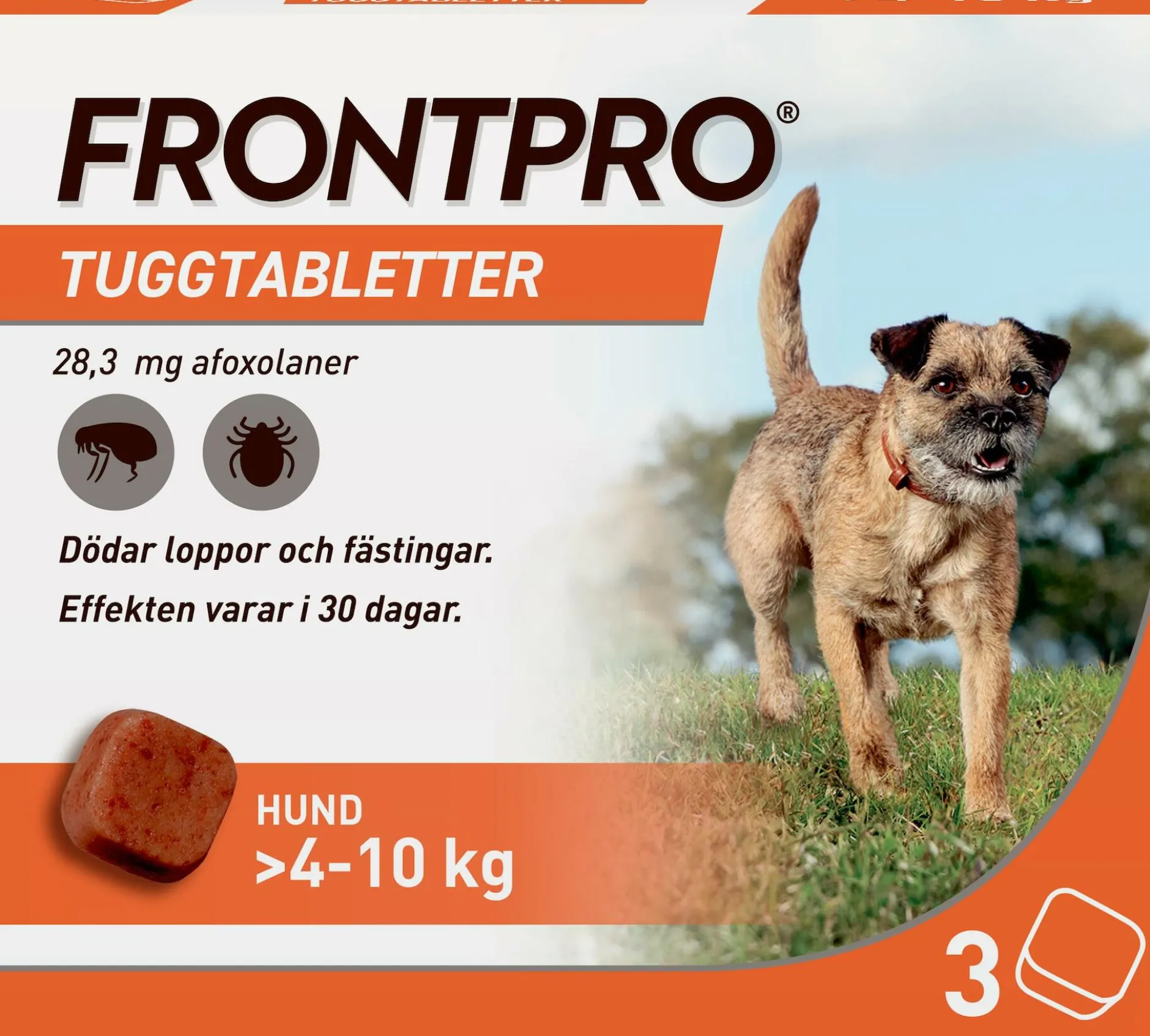 FRONTPRO Hund M 4-10 kg 283 mg afoxolaner 3 tuggtabletter