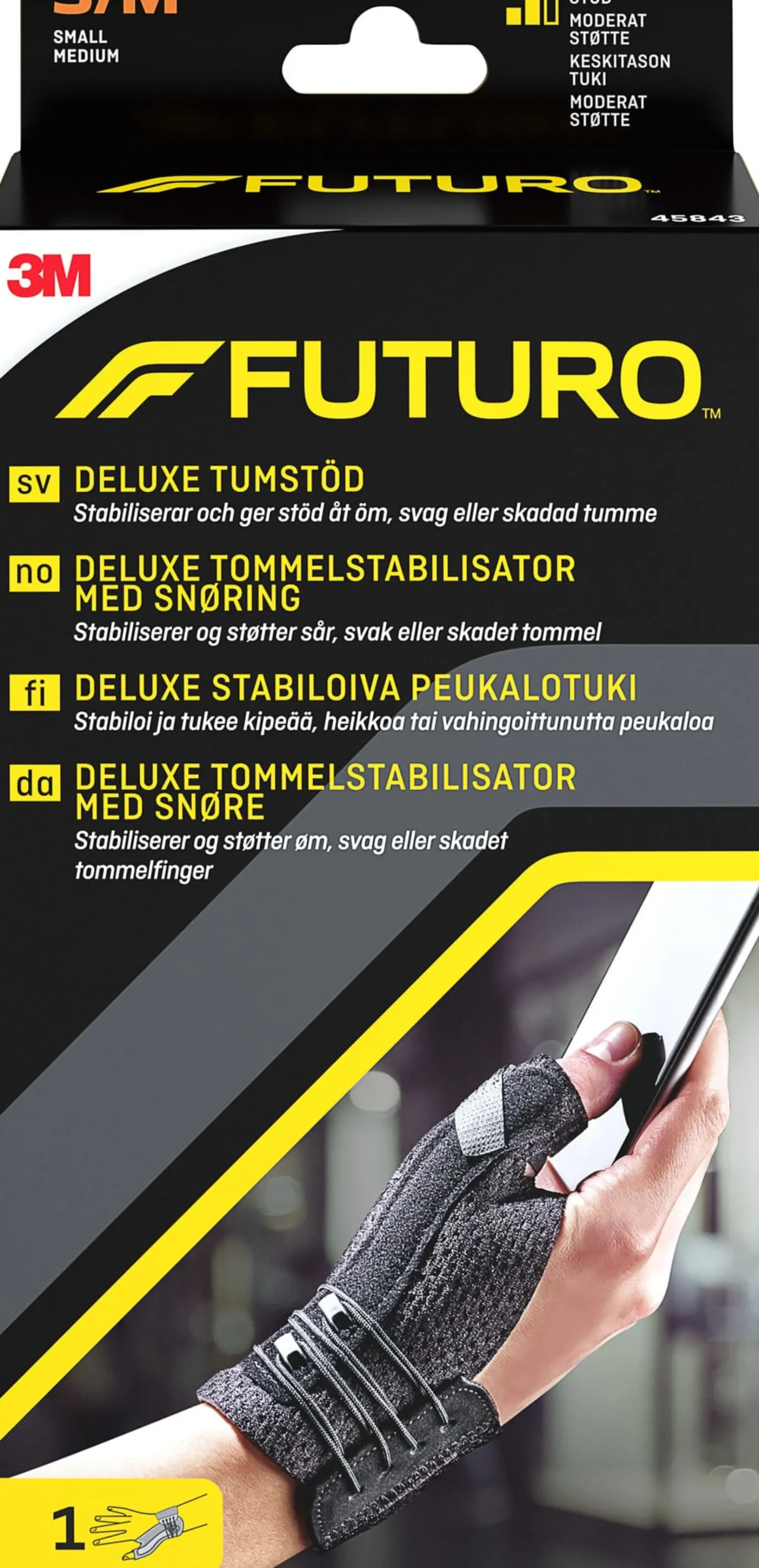 Futuro Deluxe Tumstöd Svart S/M 1 st