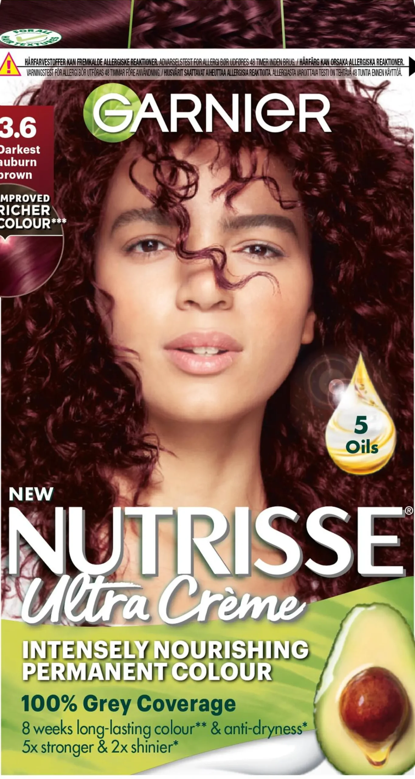 Garnier Nutrisse Ultra Créme Permanent Hårfärg för normalt hår 3.6 Darkest Auburn Brown 1 st