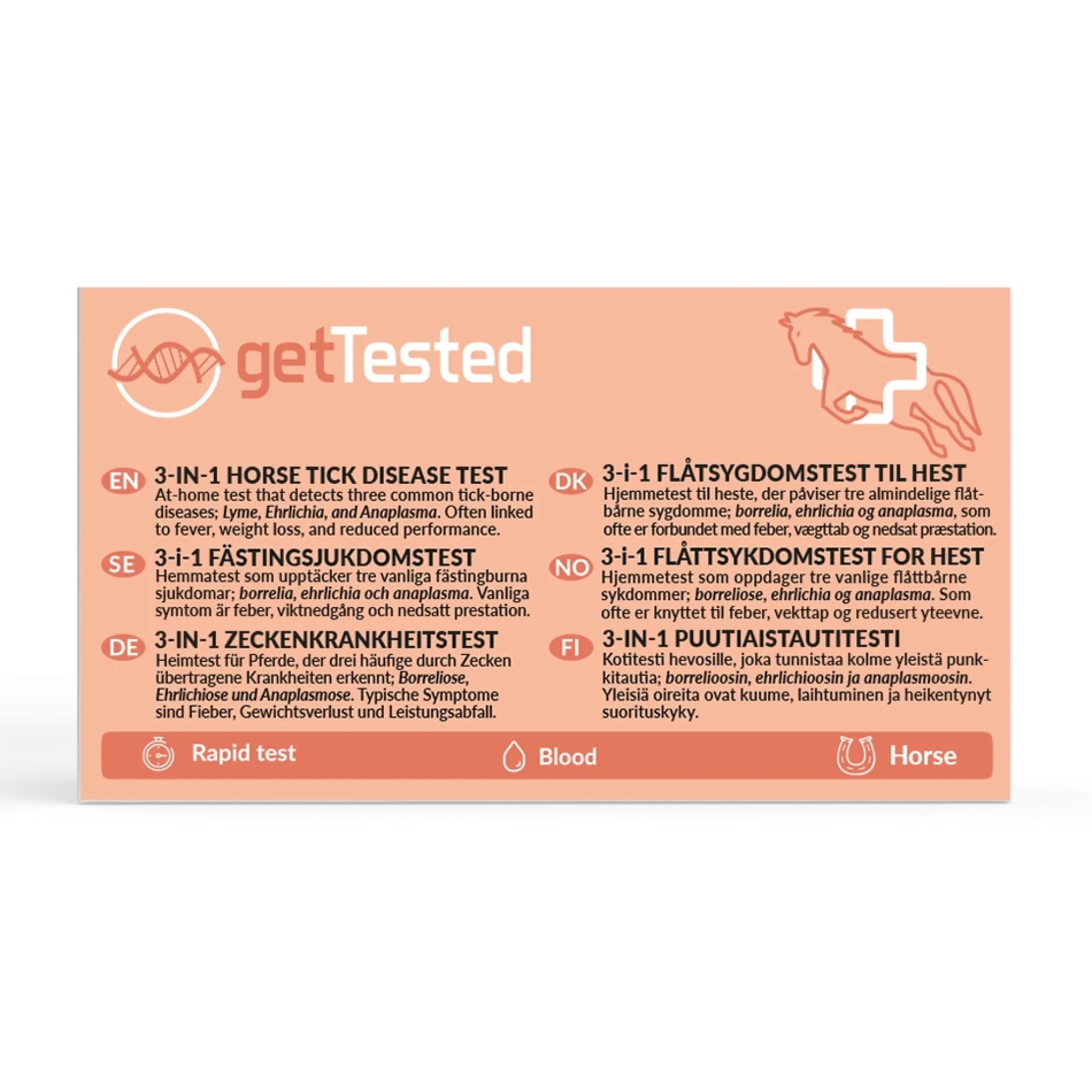 Get Tested 3- i-1 Fästingtest för hästar 1 st