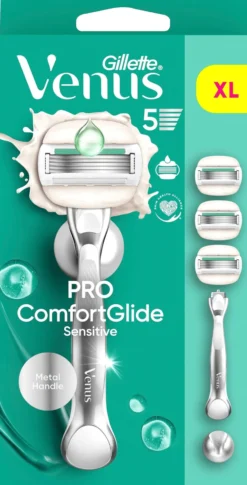 Gillette Venus Pro ComfortGlide Sensitive Rakhyvel med 3 st rakblad och duschhållare