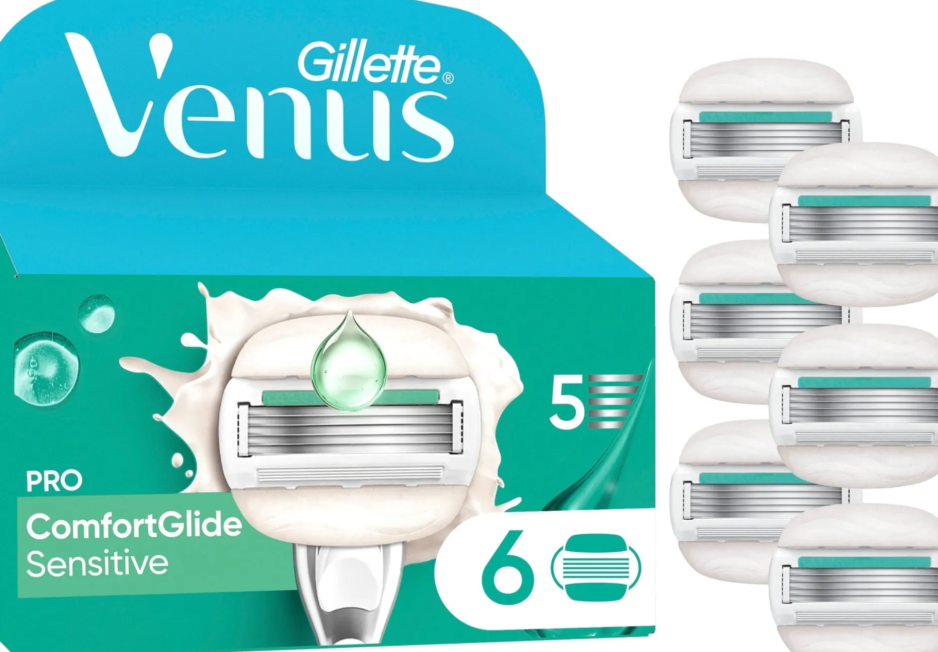 Gillette Venus Pro ComfortGlide Sensitive rakblad 6 st