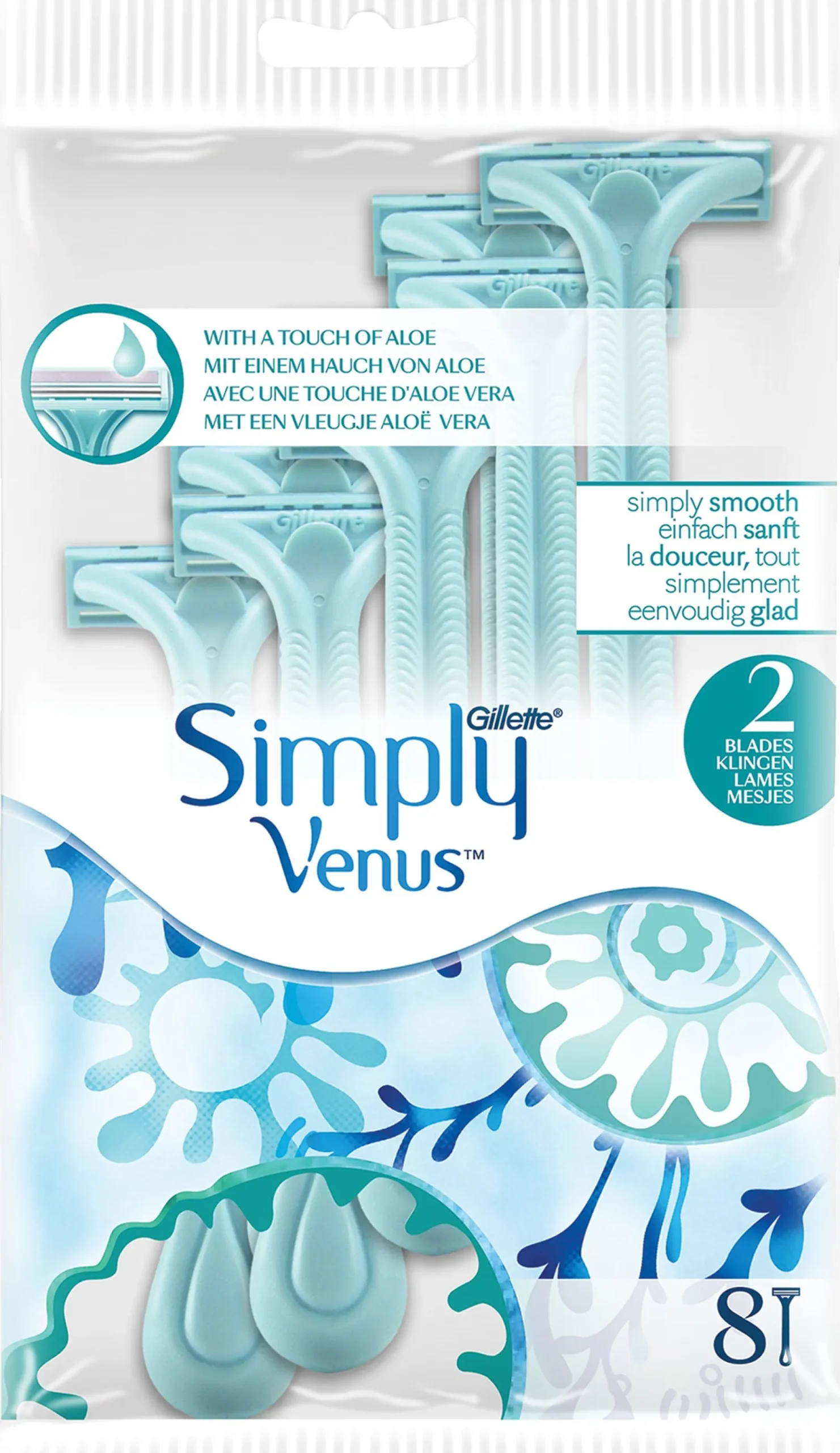 Gillette Venus Simply 2 Engångsrakhyvlar Kvinnor 8 st