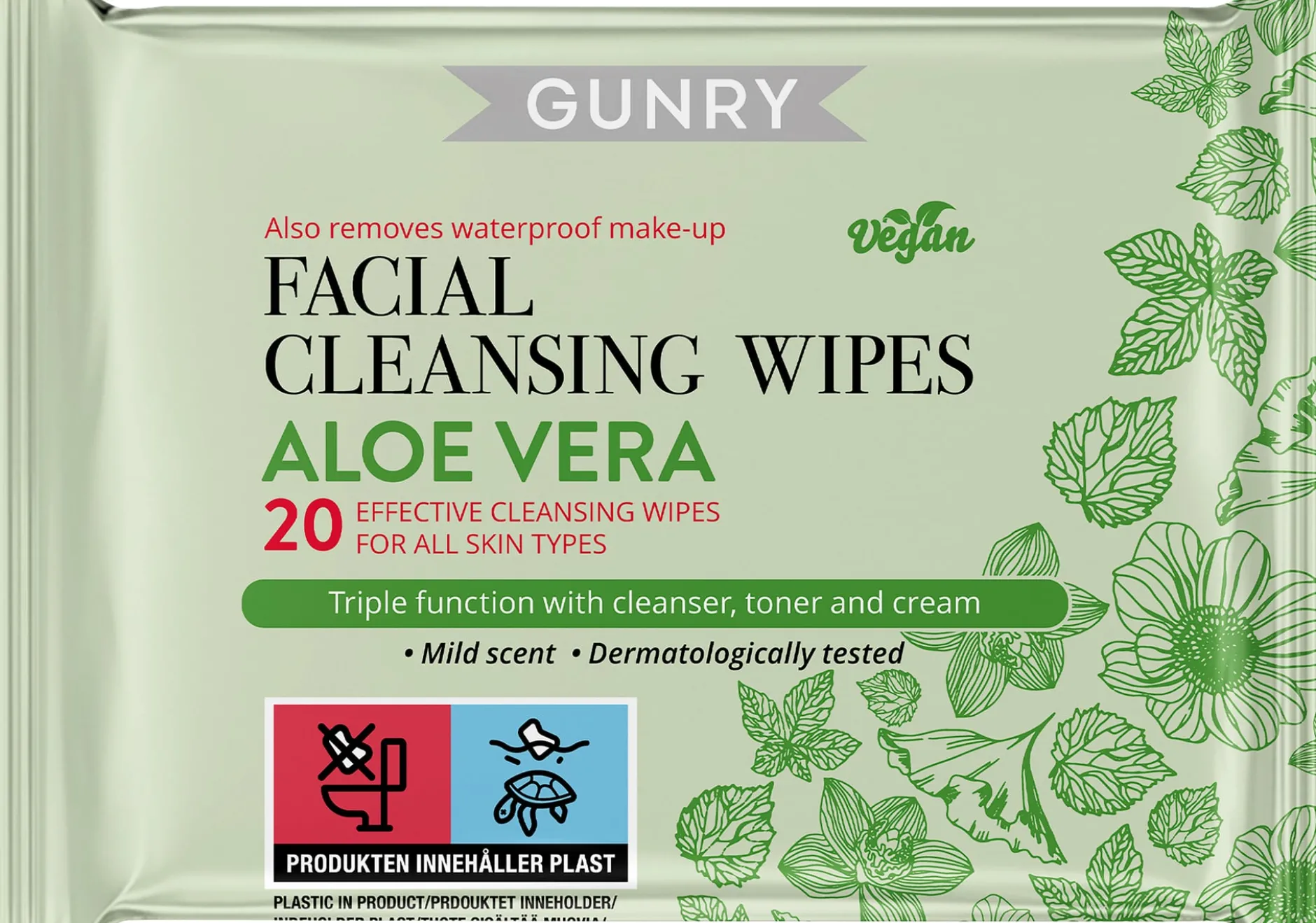 Gunry Aloe Vera Facial Cleansing Wipes 20 st