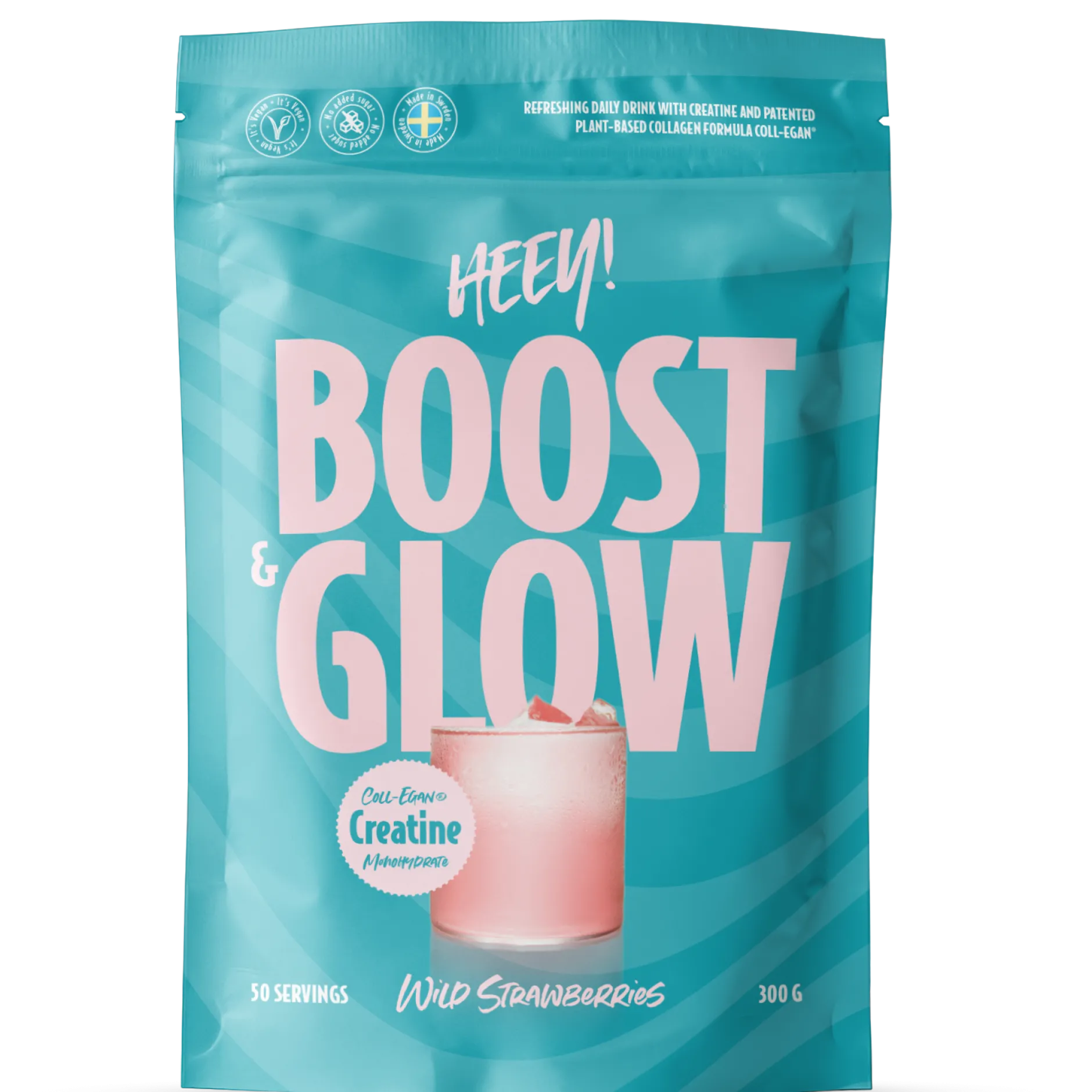 Heey! Boost & Glow Kreatin + Collegan® Smultron 300 g