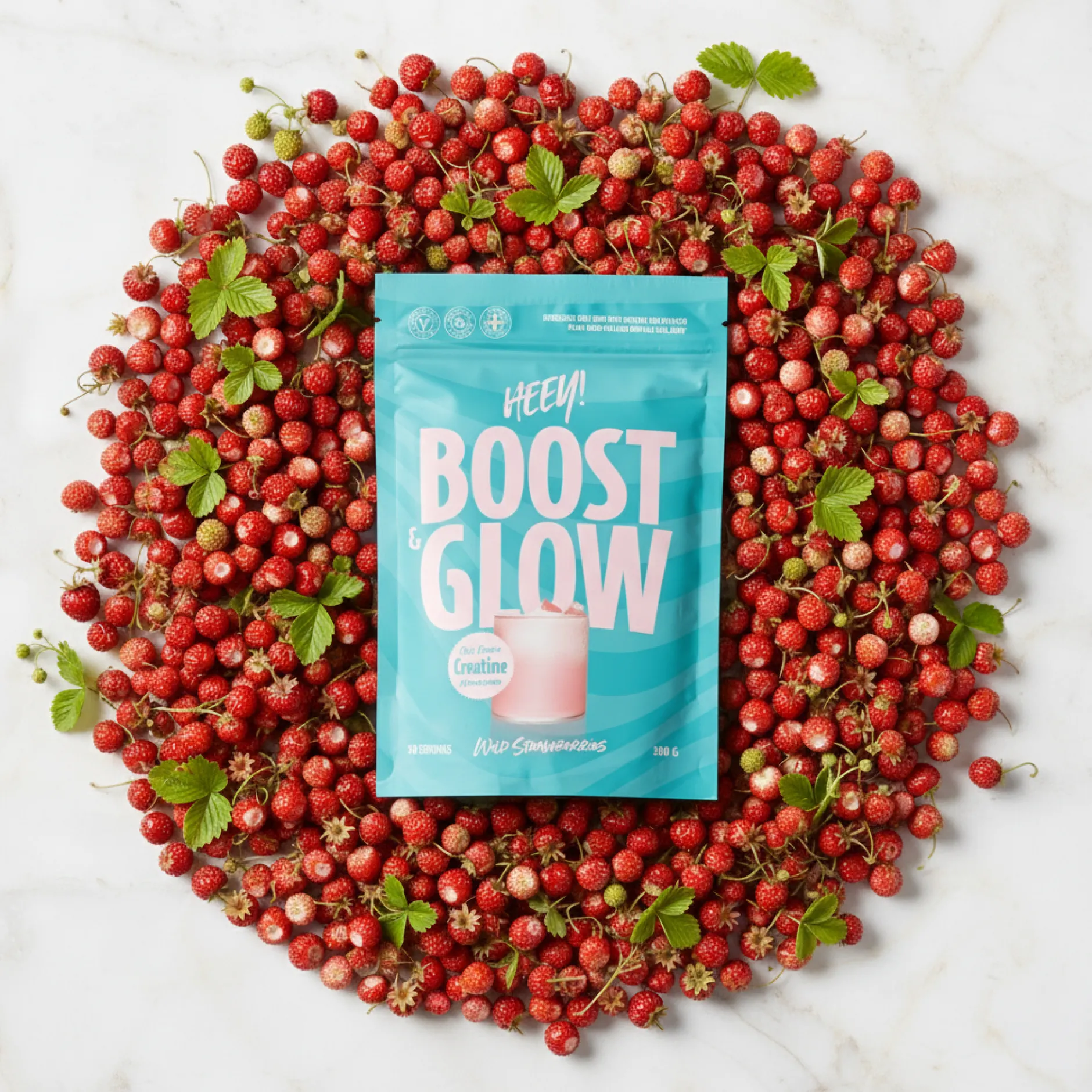 Heey! Boost & Glow Kreatin + Collegan® Smultron 300 g