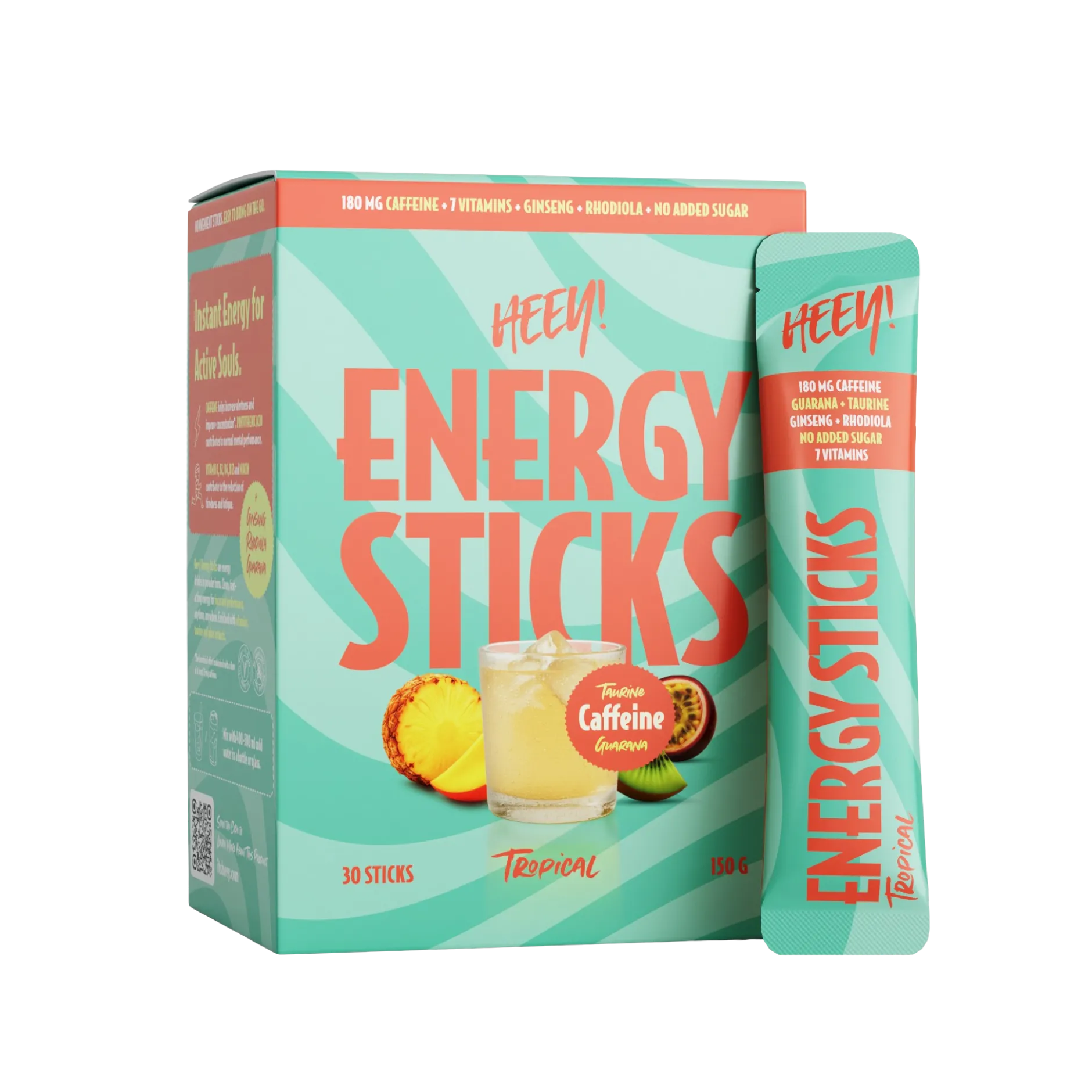 Heey! Energy Sticks Koffein Guarana Tropical 30 st