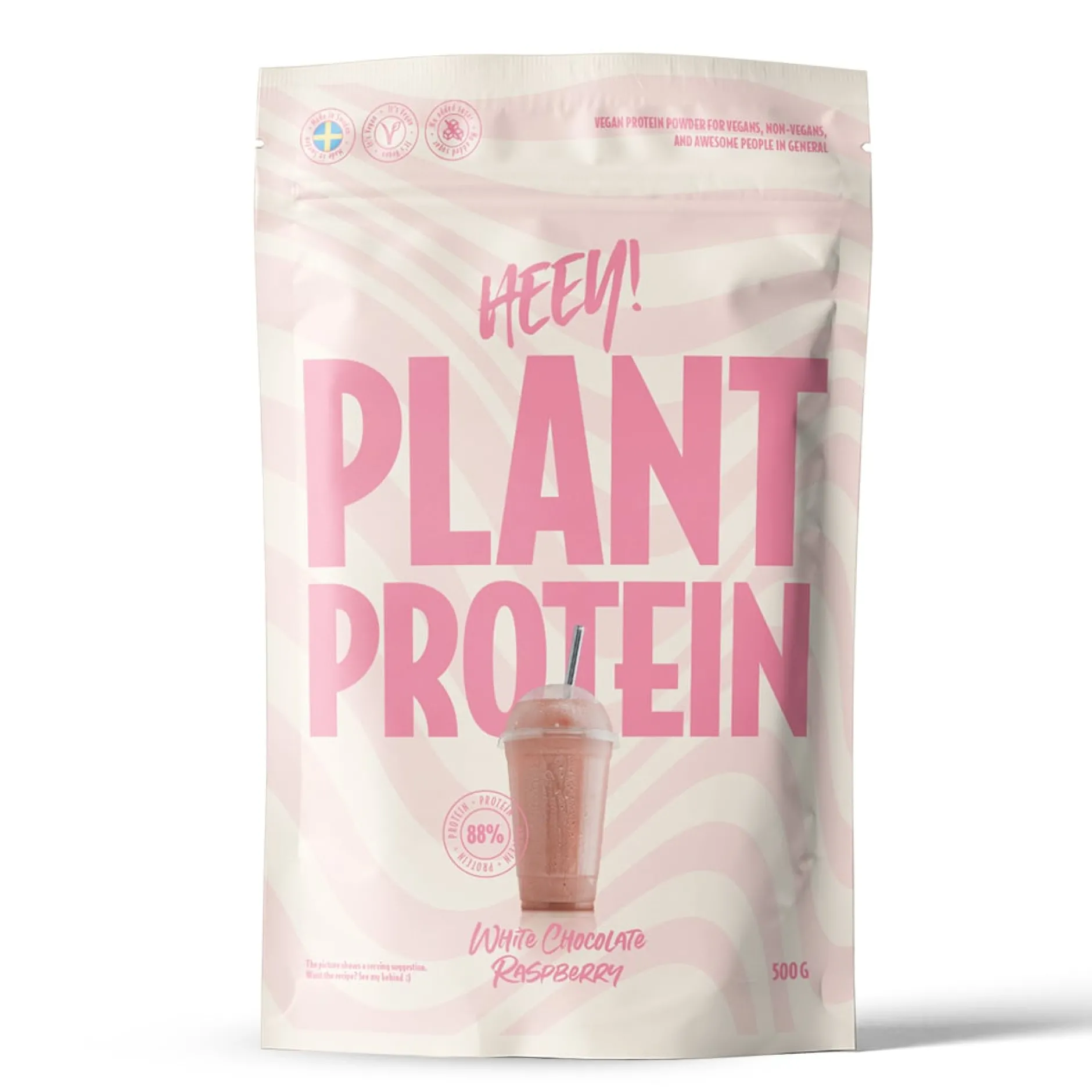Heey! Veganskt Protein Vit Choklad & Hallon 500g