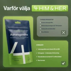 4 HIM & HER Ashwagandha 90 kapslar - rotextrakt med B5 & B6