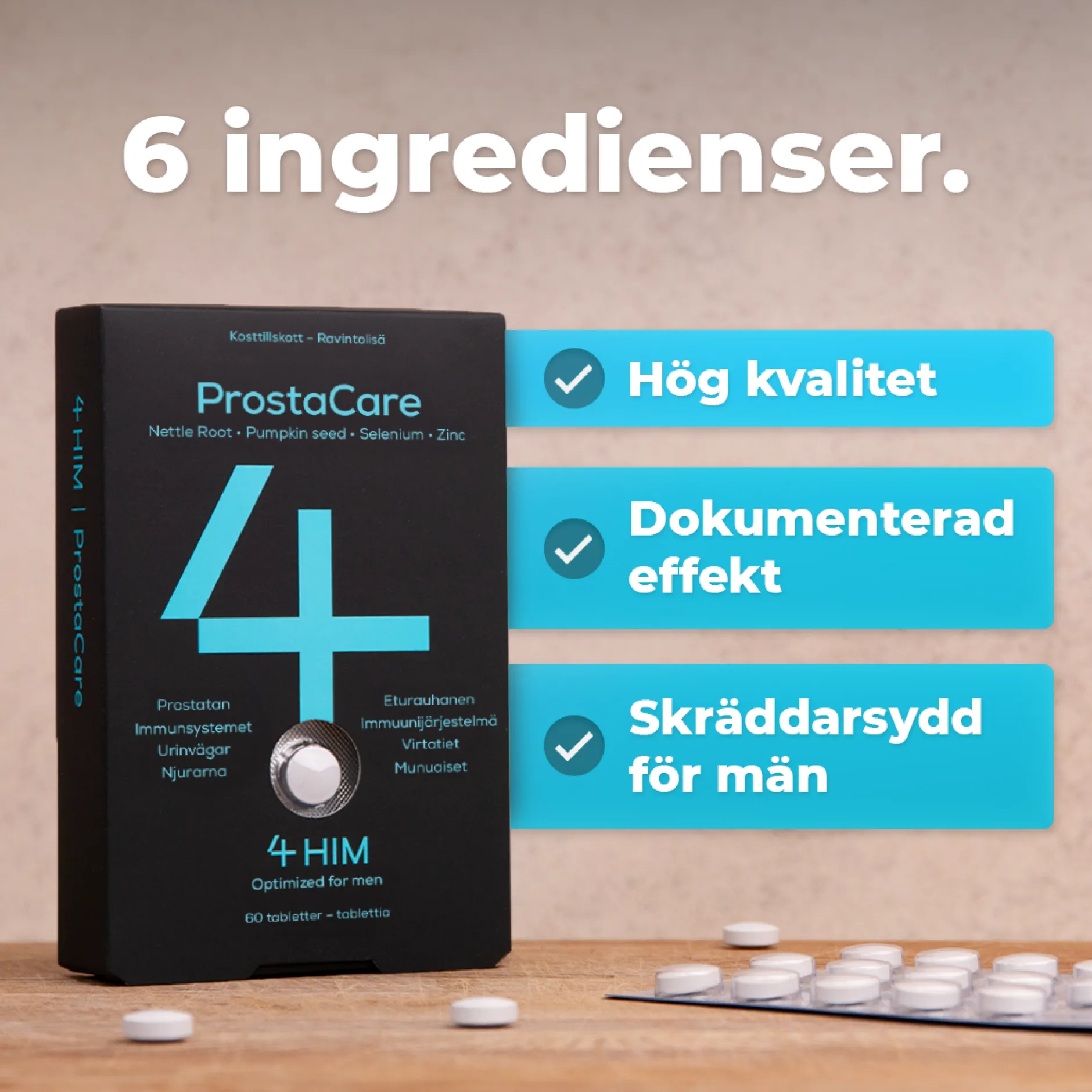 4Him ProstaCare Kosttillskott 60 tabletter