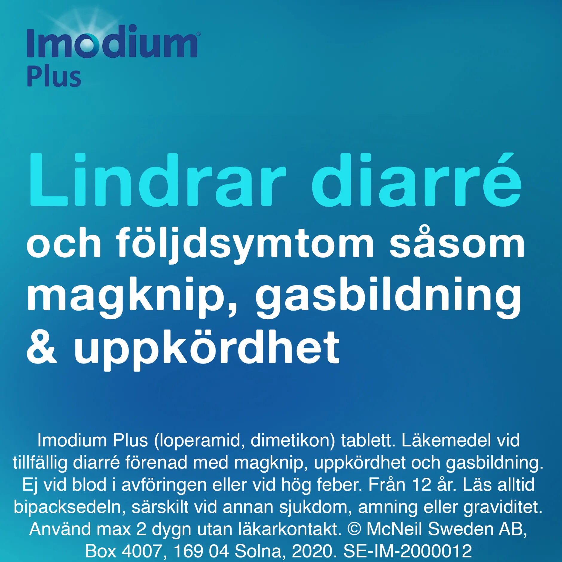Imodium Plus 2mg/125mg tabletter, 12st