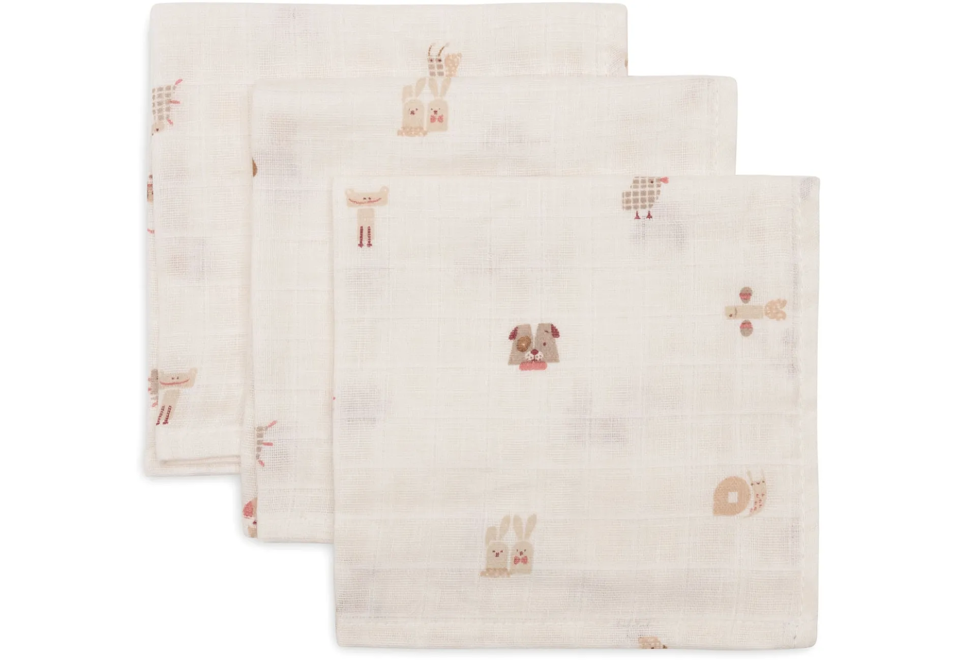 Jollein Muslin Tvättlapp 31x31 cm Animal Friends 3 st