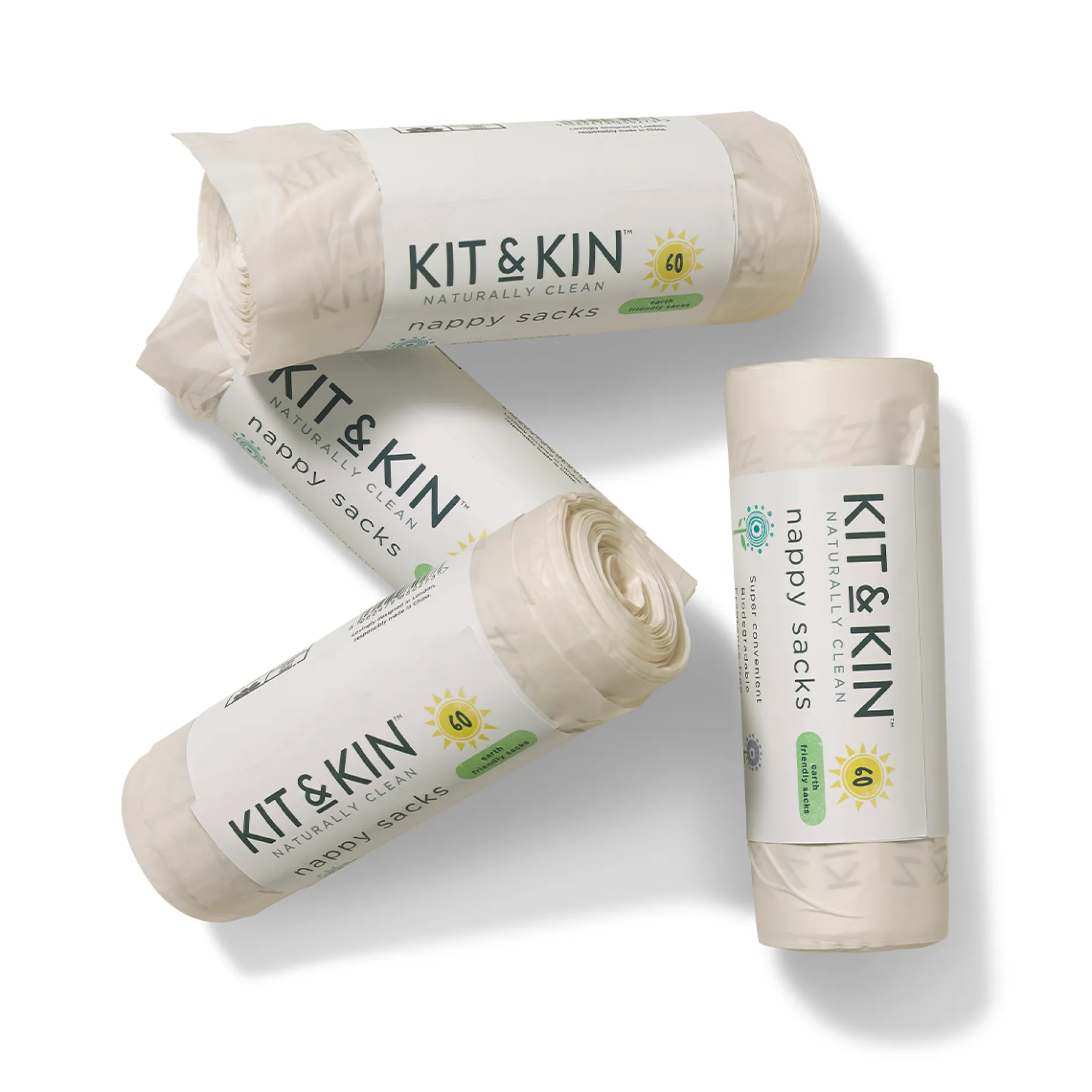 Kit & Kin Biologiskt Nedbrytbara Blöjpåsar 60 st
