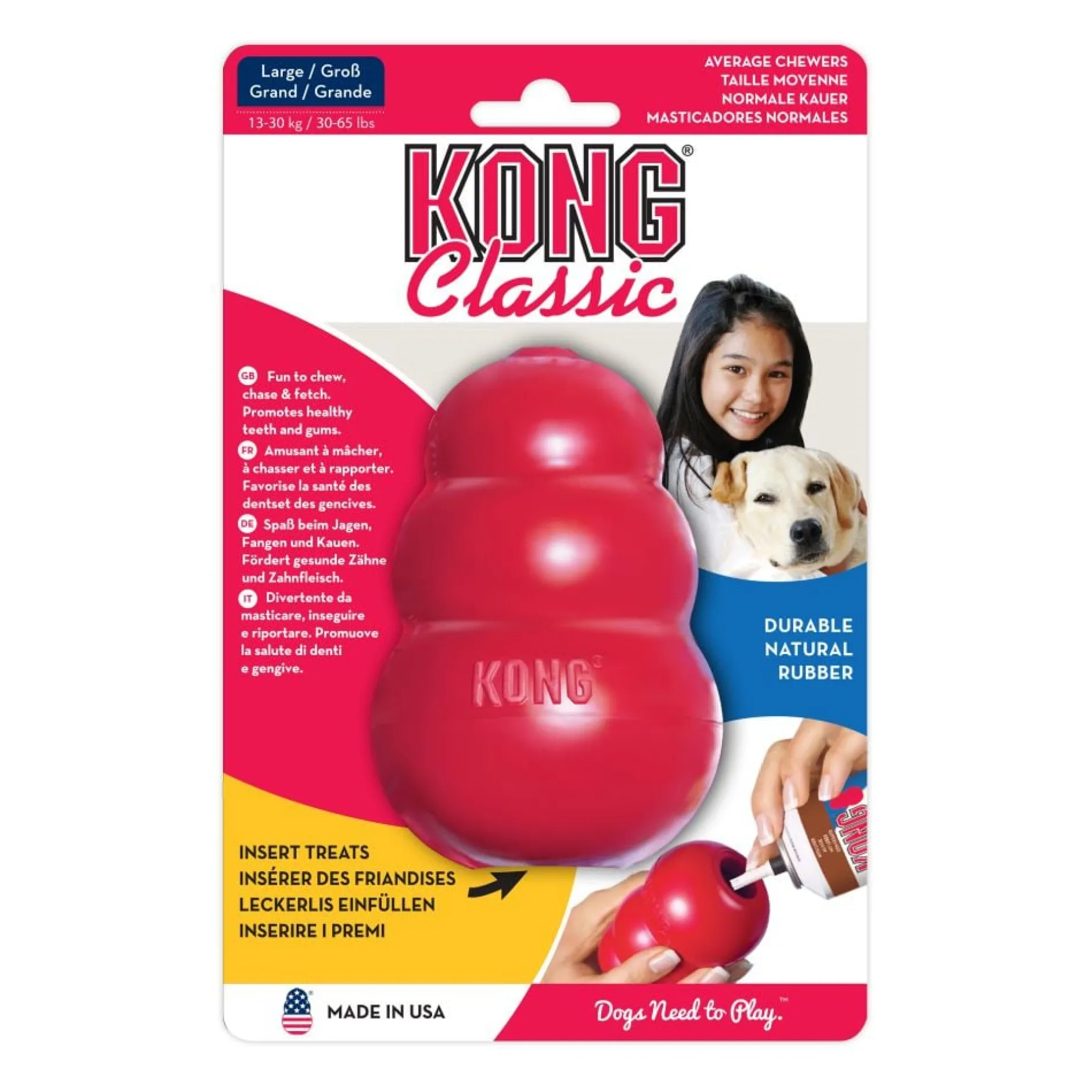 Kong Classic Tugg-och Aktivitetsleksak Large Röd 1 st