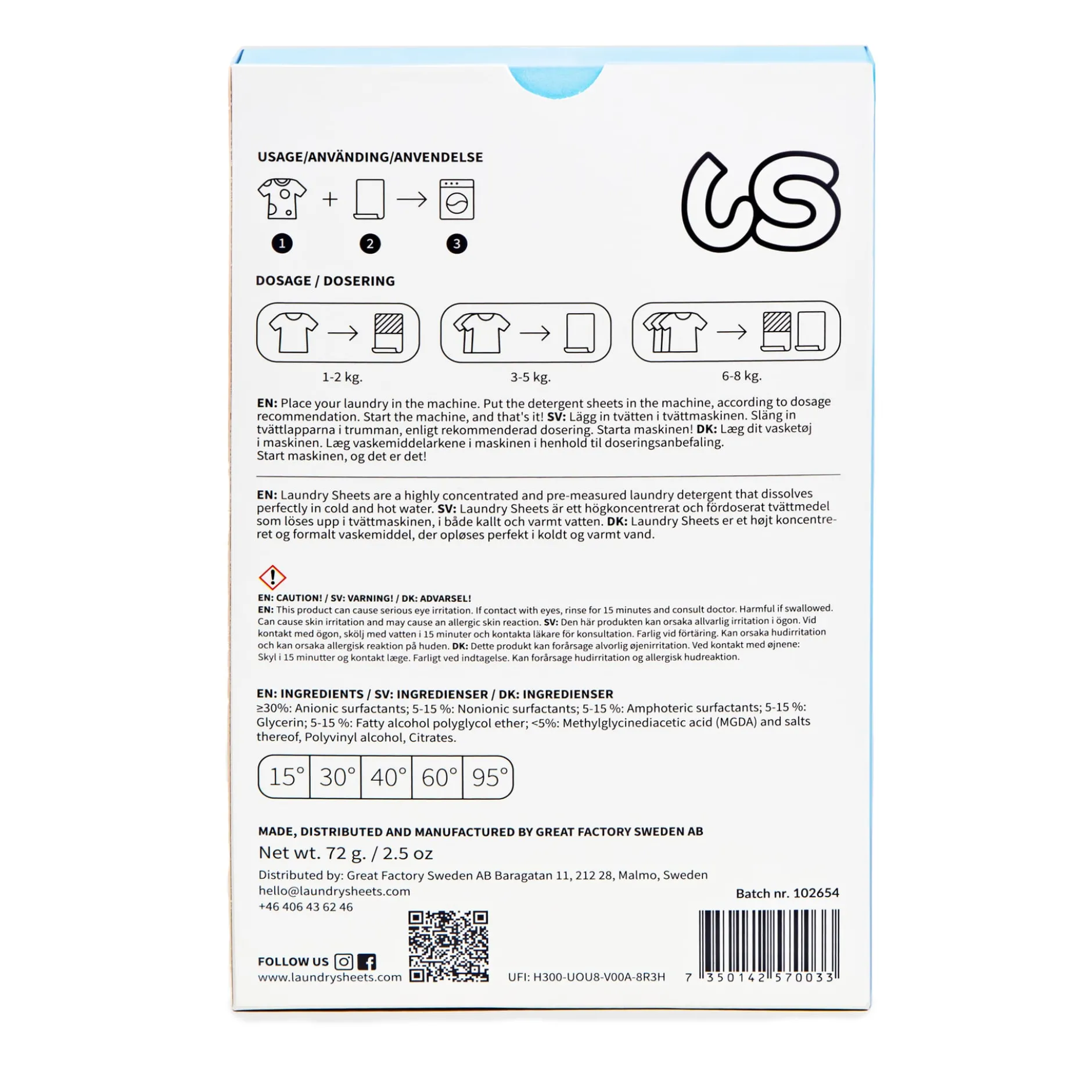 LAUNDRY SHEETS Tvättmedel Ocean Breeze 30 st