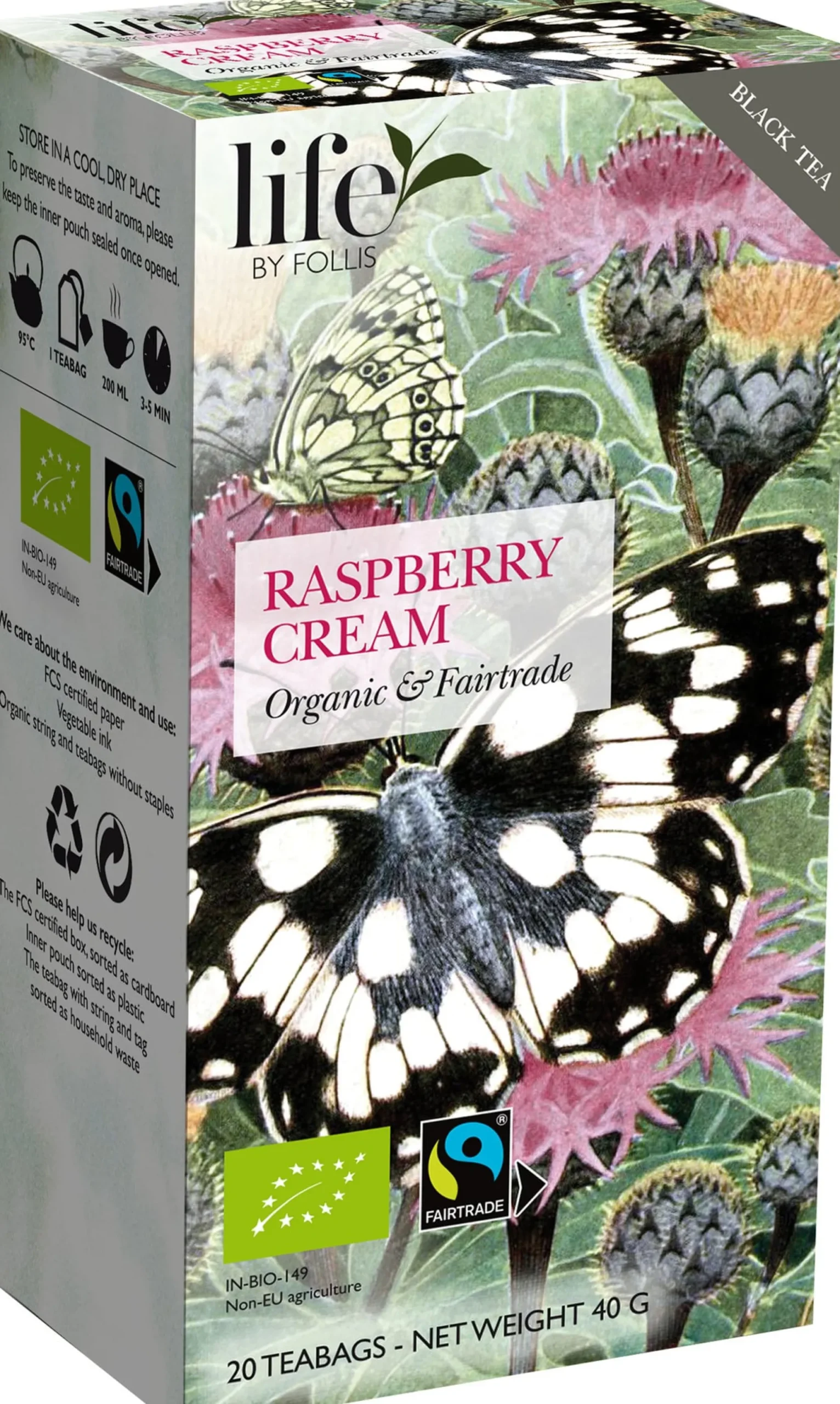 life BY FOLLIS Organic Tea Hallon & Grädde 20 tepåsar