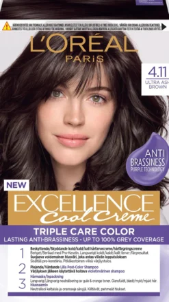 L'Oréal Paris Excellence Cool Creme Permanent Hårfärg för normalt hår 4.11 Ultra Ash Brown 1 st
