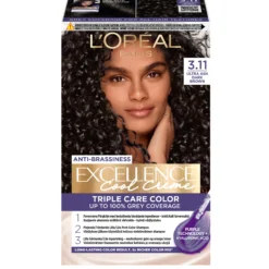 L'Oréal Paris Excellence Cool Creme Permanent Hårfärg för normalt hår 3.11 Ultra Ash Dark Brown 1 st