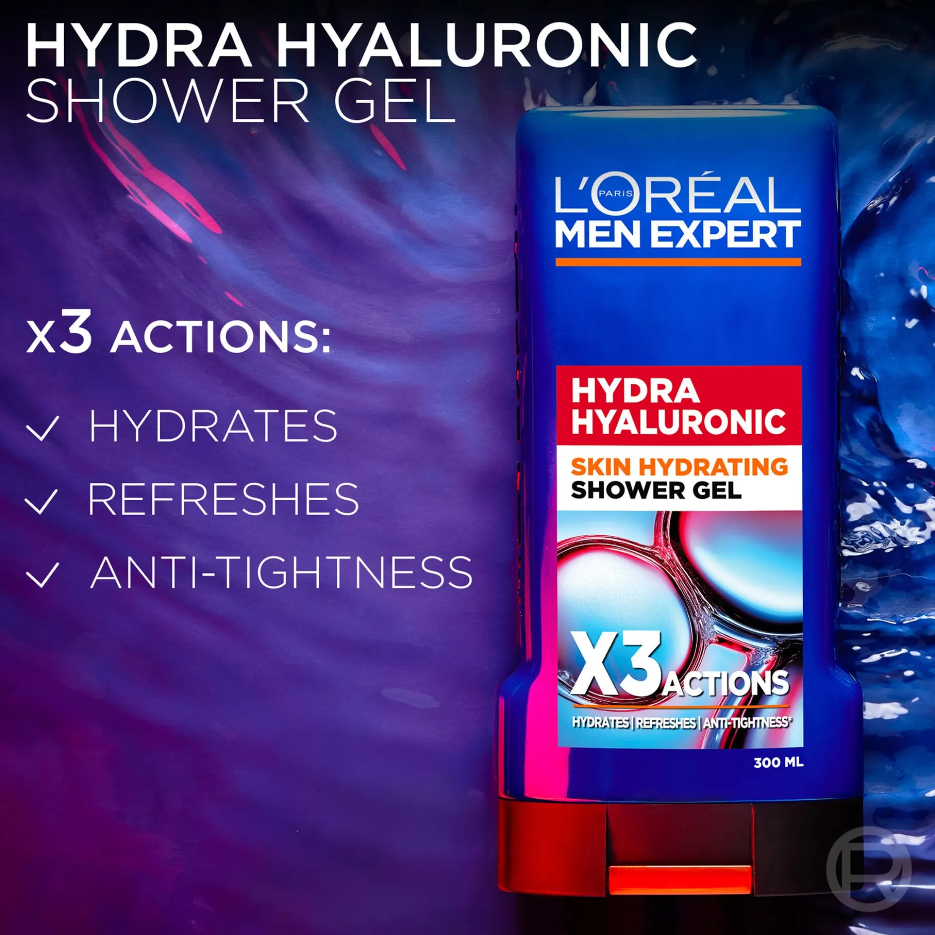 L'Oréal Paris Men Expert Hydra Hyaluronic Duschgel för normal hud 300 ml