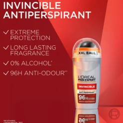 L'Oréal Paris Men Expert Invincible 96H Anti-Perspirant Deodorant Roll On för normal hud 50 ml