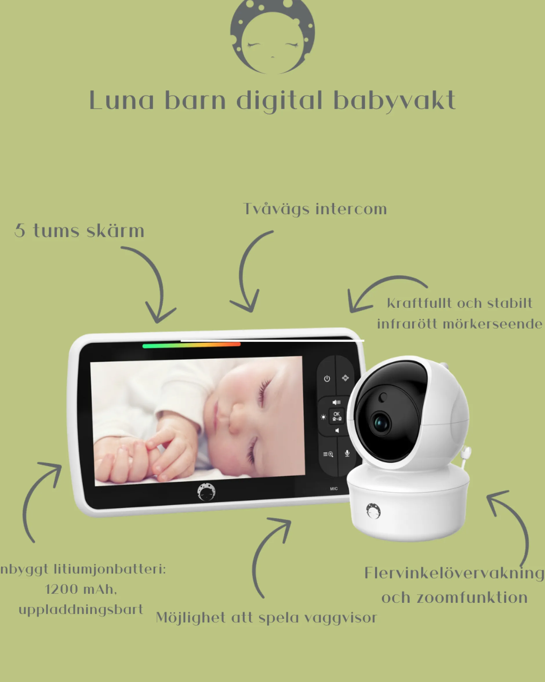 Luna Bambini Baby Prestige med 5" färgskärm