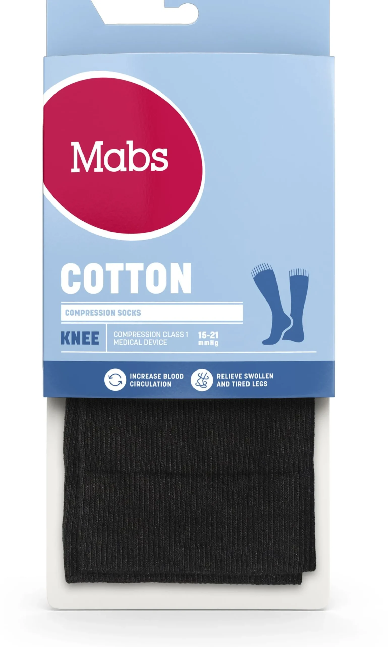 Mabs Cotton Knee Stödstrumpor Black L