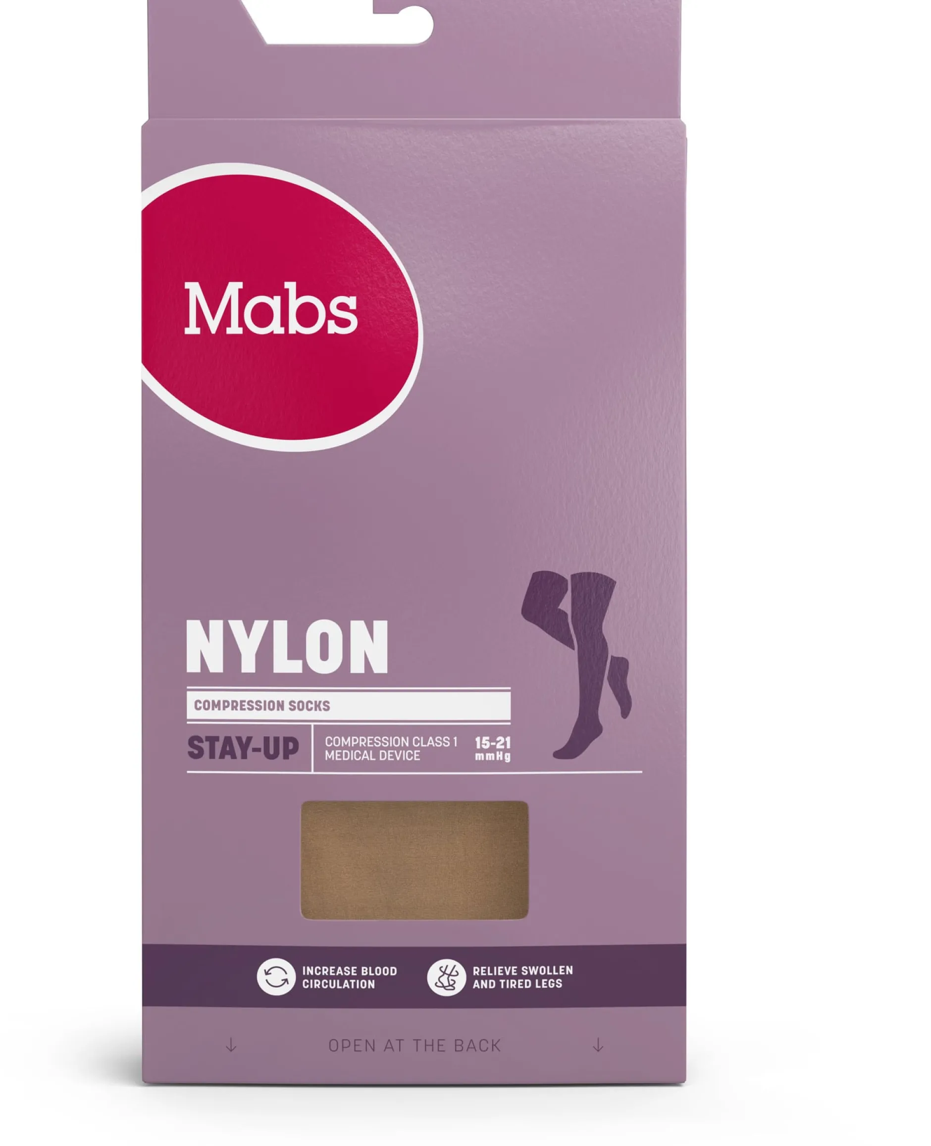 Mabs Nylon Stay Up Stödstrumpor Tan XL