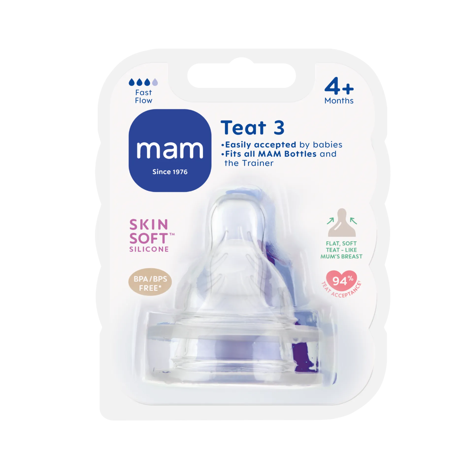 MAM Teat Dinappar Size 3 4+ Månader 2 st