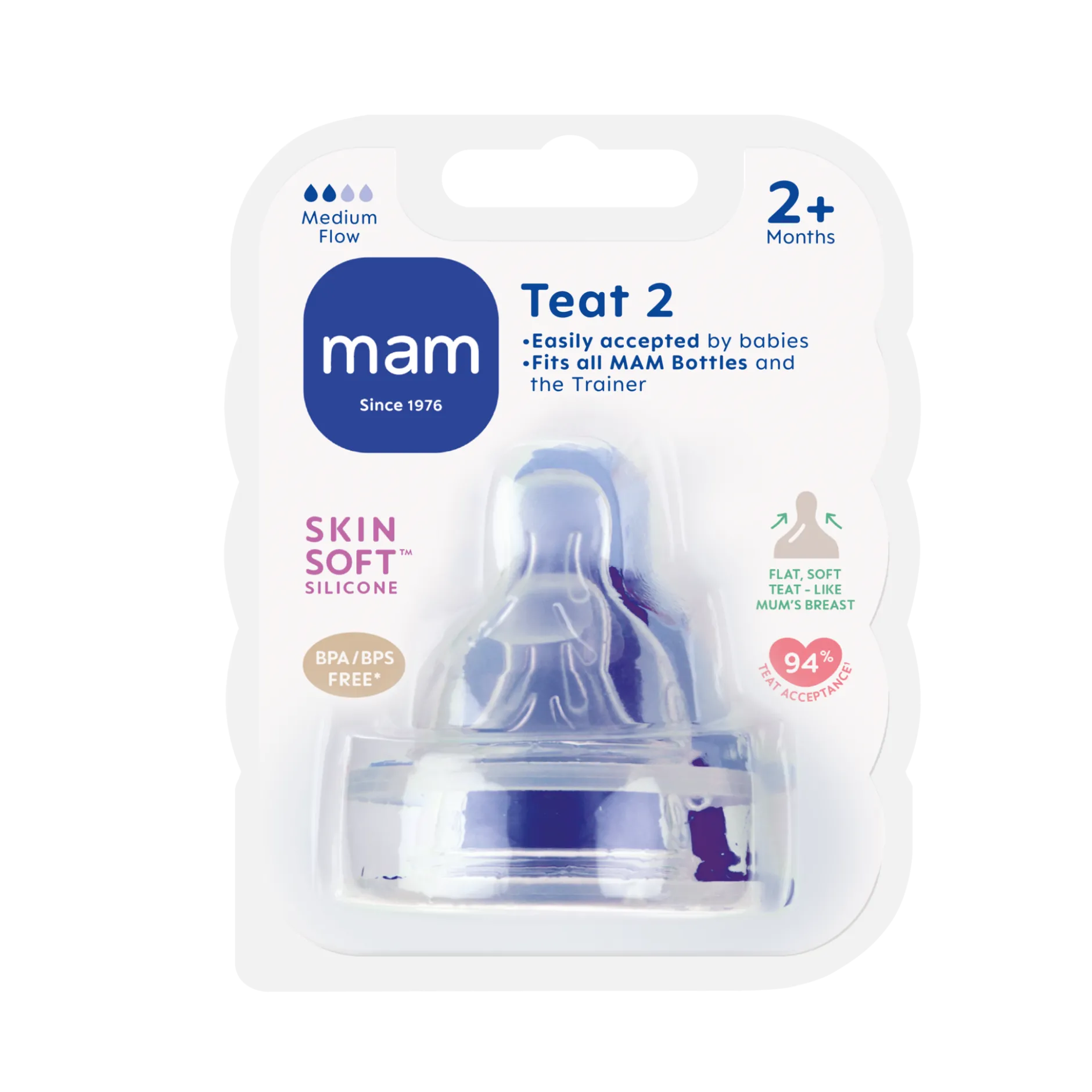 MAM Teat Dinappar Size 2 2+ Månader 2 st