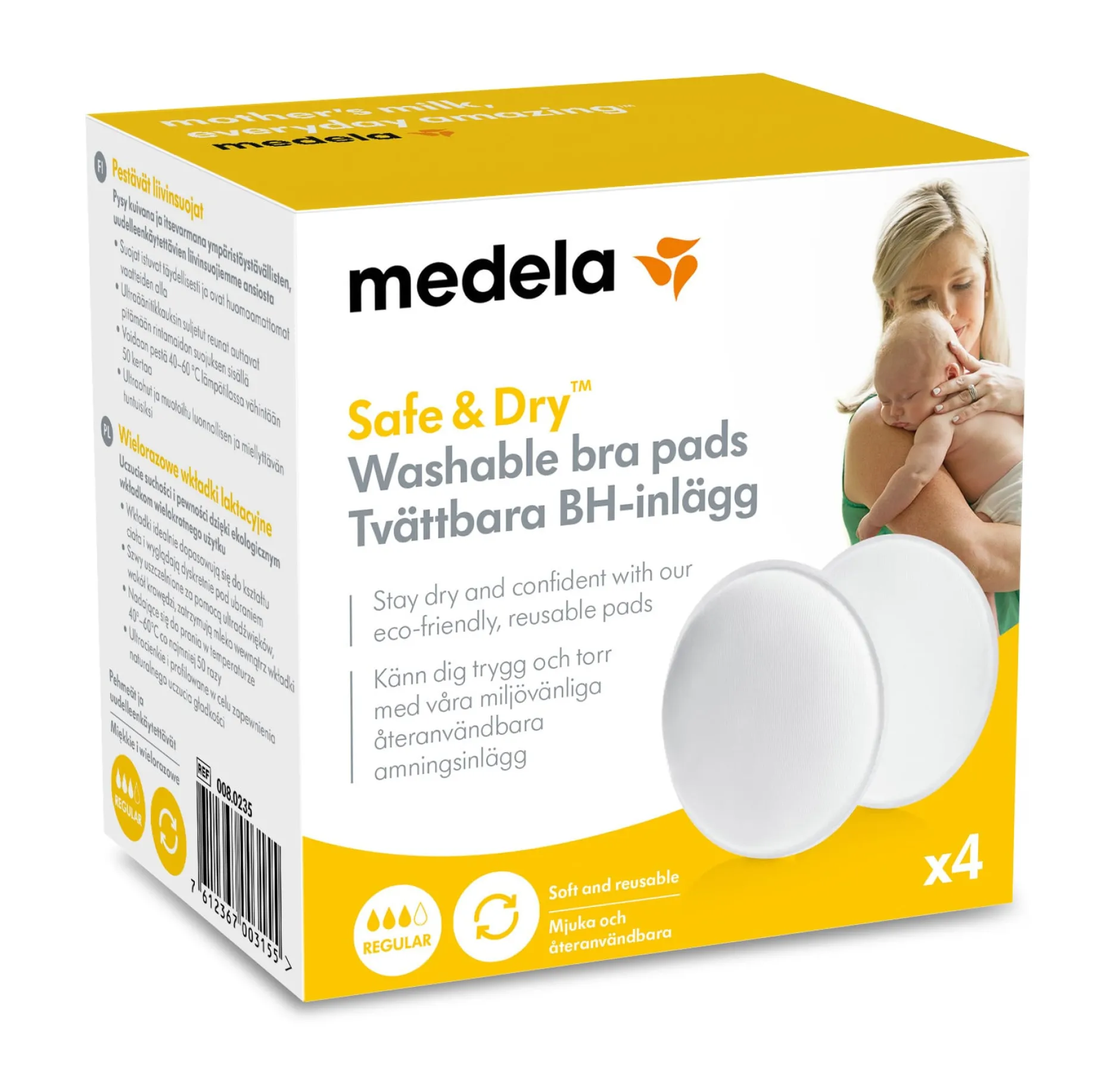 Medela Safe & Dry BH-inlägg Tvättbara 4 st