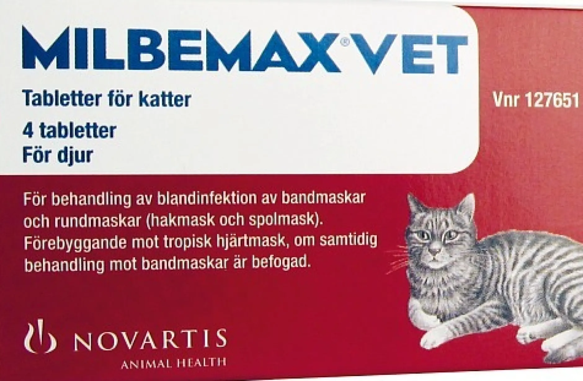 Milbemax Vet Tabletter För Katter 16mg/40mg 4 tabletter
